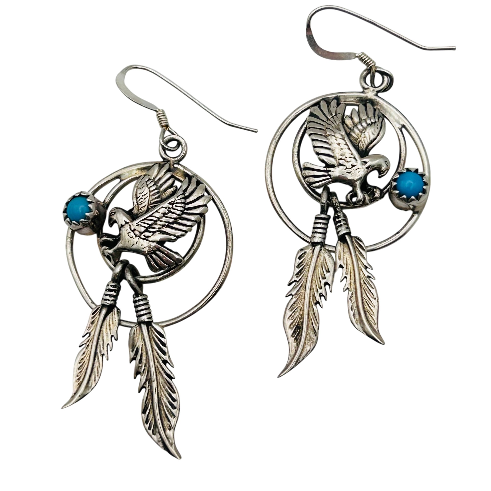 Southwest Sterling Eagle Earrings