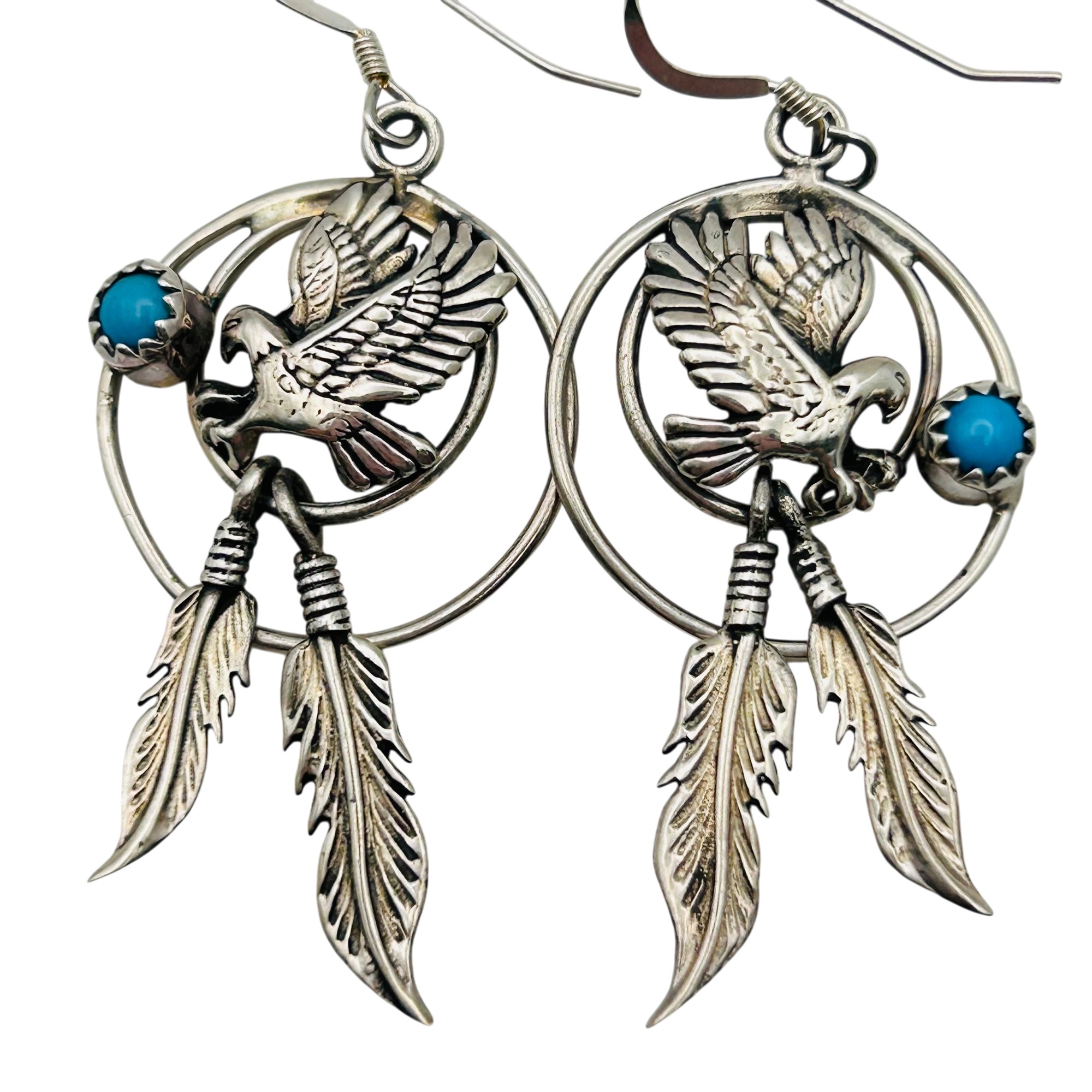 Southwest Sterling Eagle Earrings