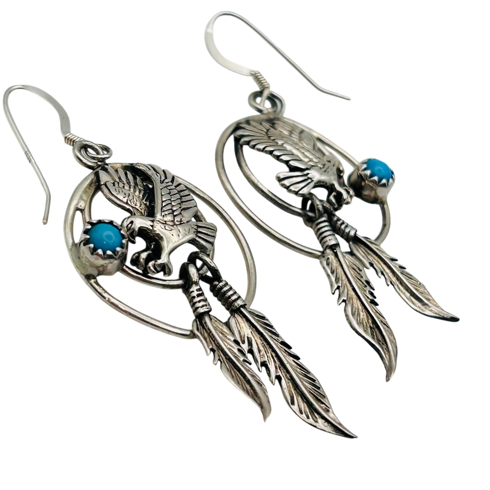 Southwest Sterling Eagle Earrings