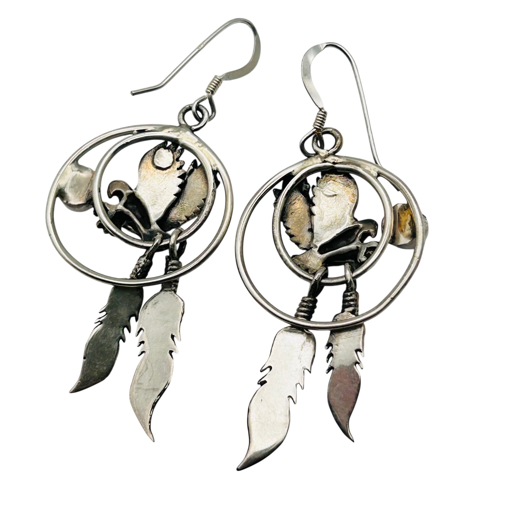 Southwest Sterling Eagle Earrings
