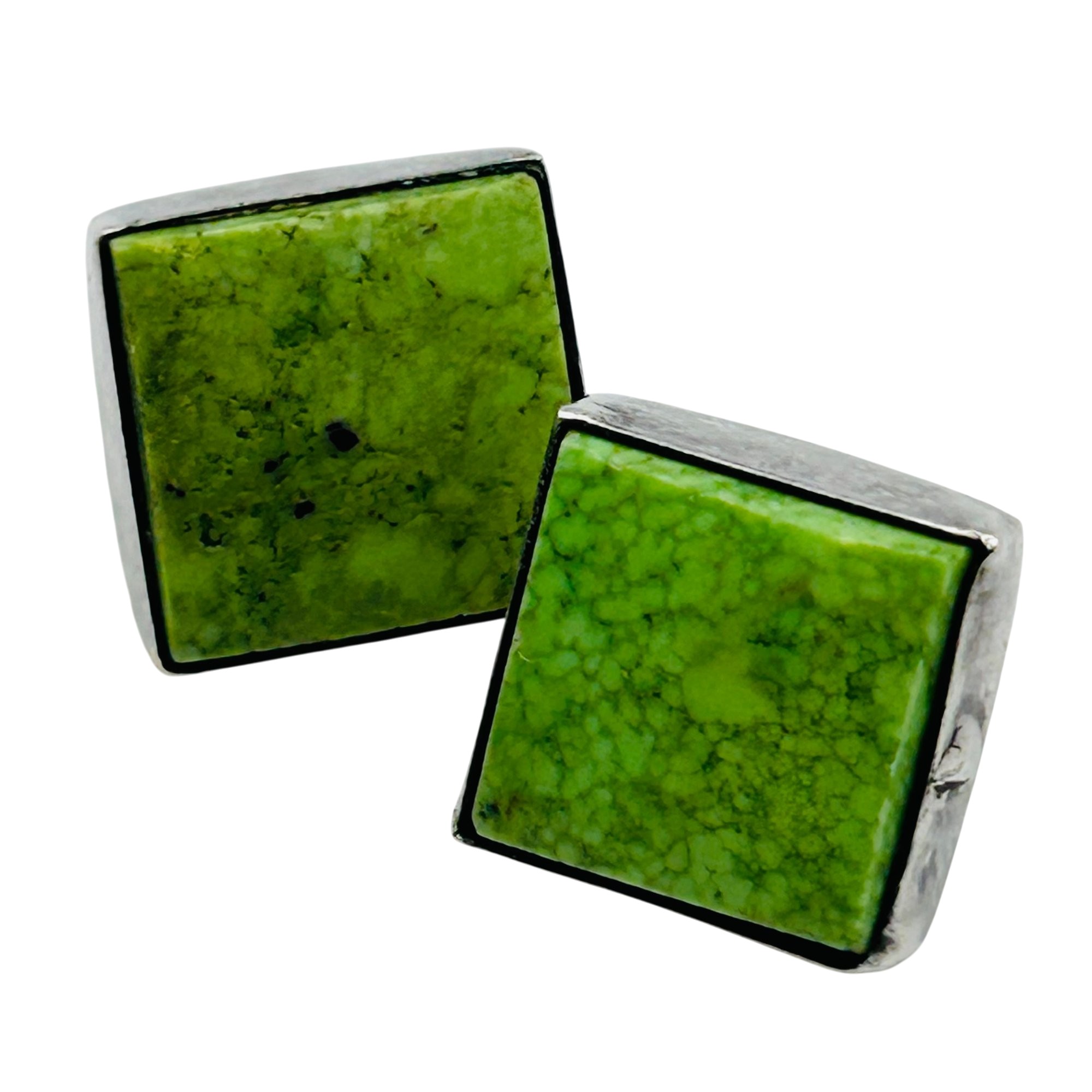 Signed Navajo Sterling Gaspeite Earrings