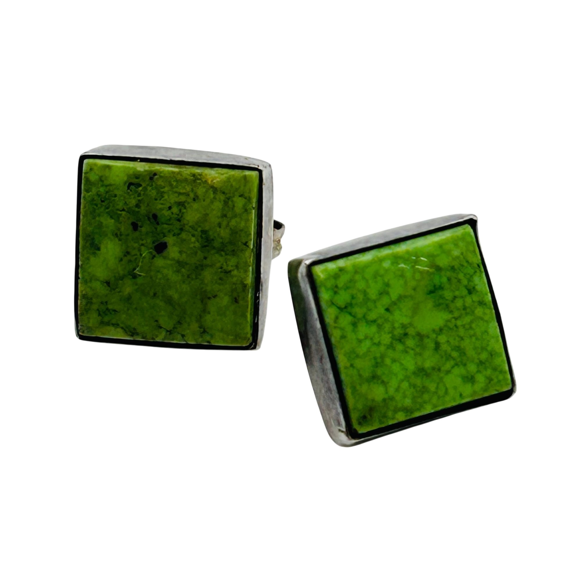 Signed Navajo Sterling Gaspeite Earrings