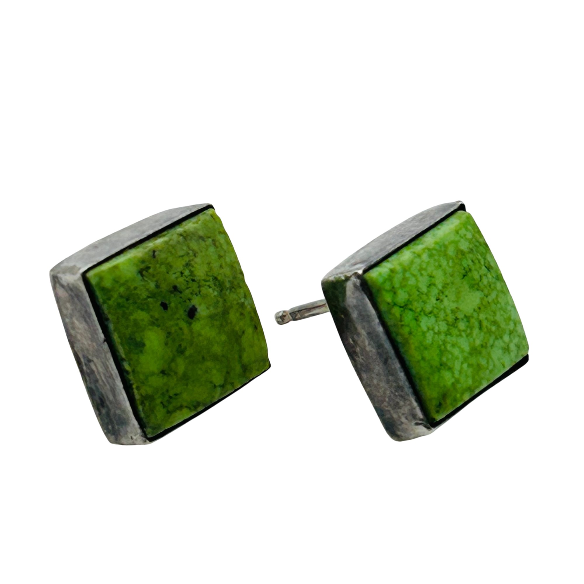 Signed Navajo Sterling Gaspeite Earrings