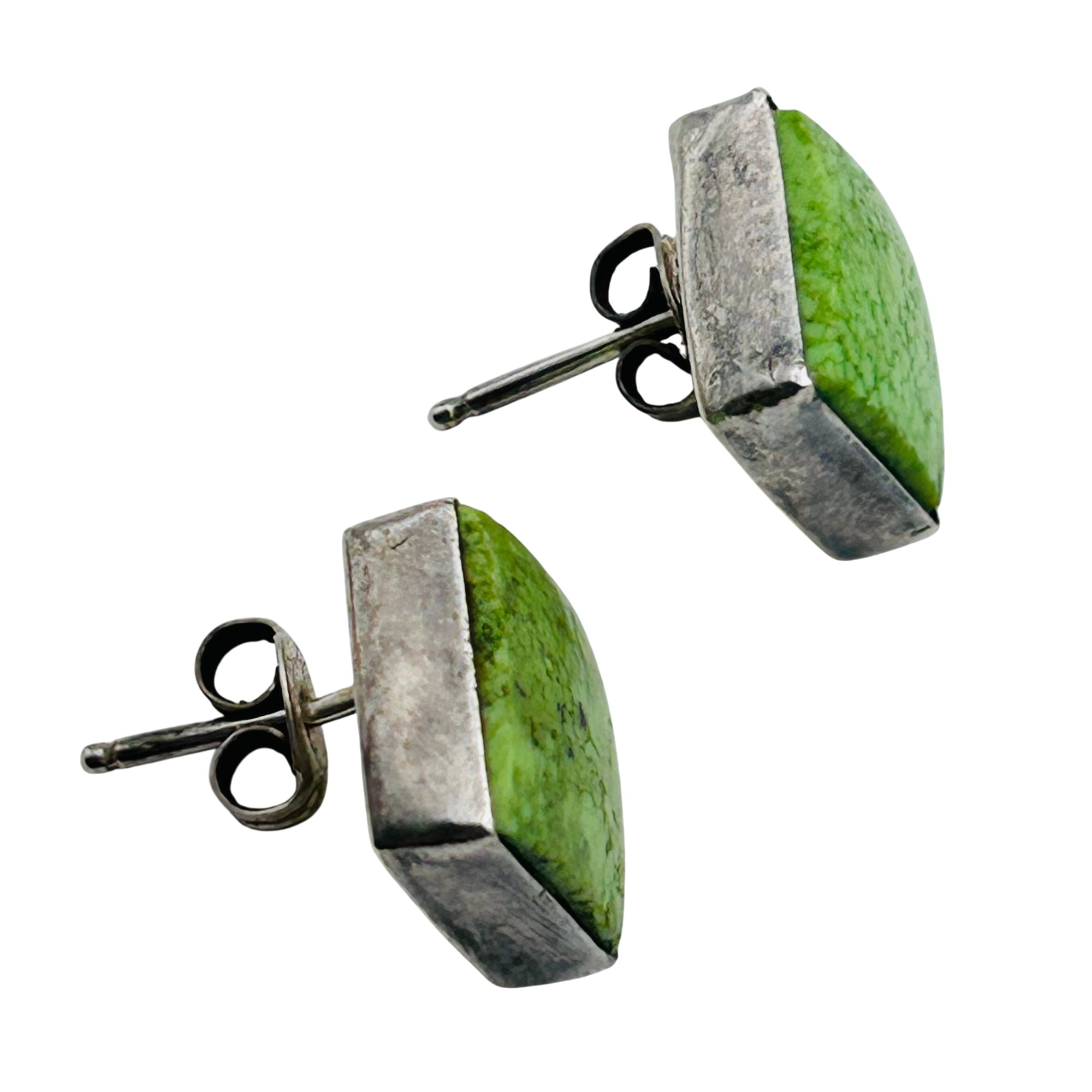 Signed Navajo Sterling Gaspeite Earrings
