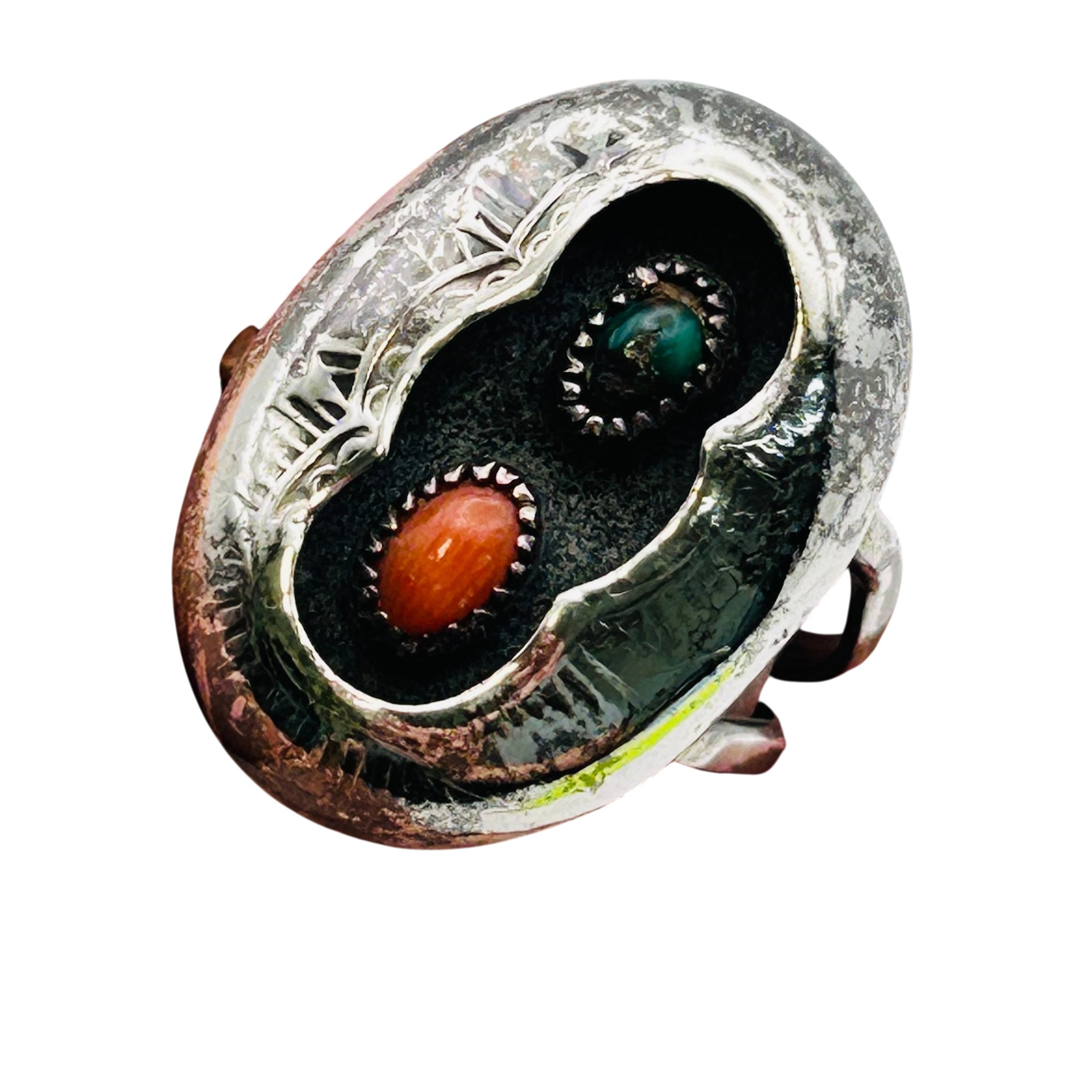 Navajo Sterling Shadow Box Ring Sz 8.5