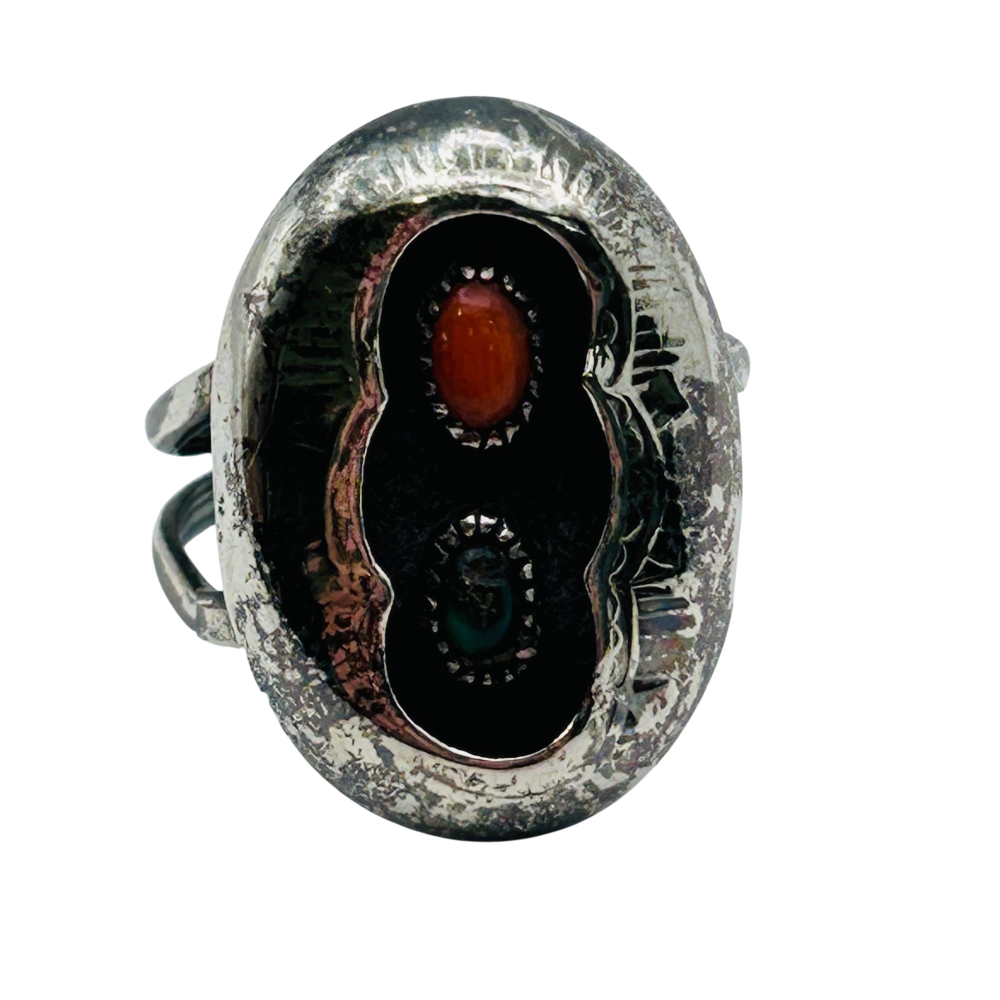Navajo Sterling Shadow Box Ring Sz 8.5