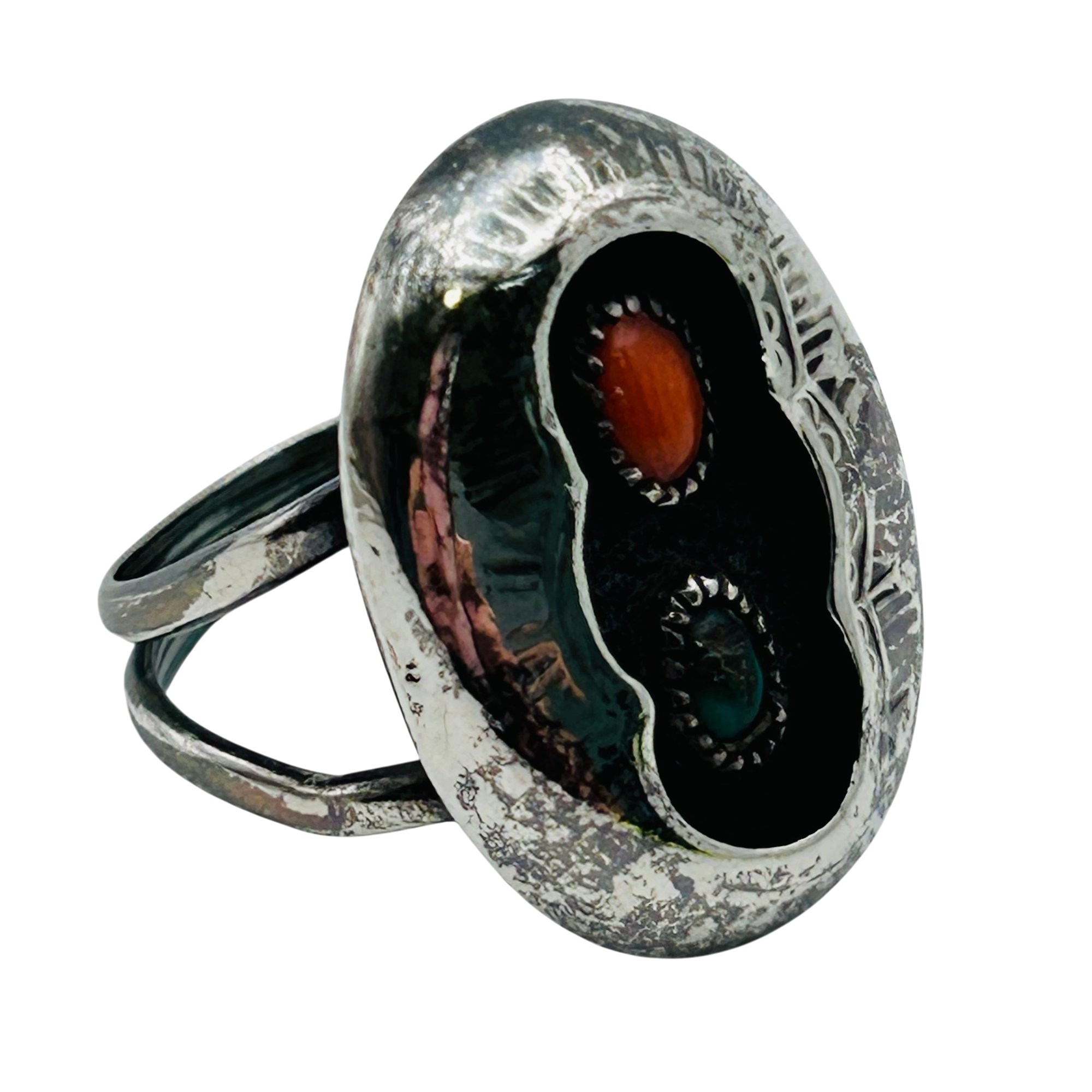 Navajo Sterling Shadow Box Ring Sz 8.5