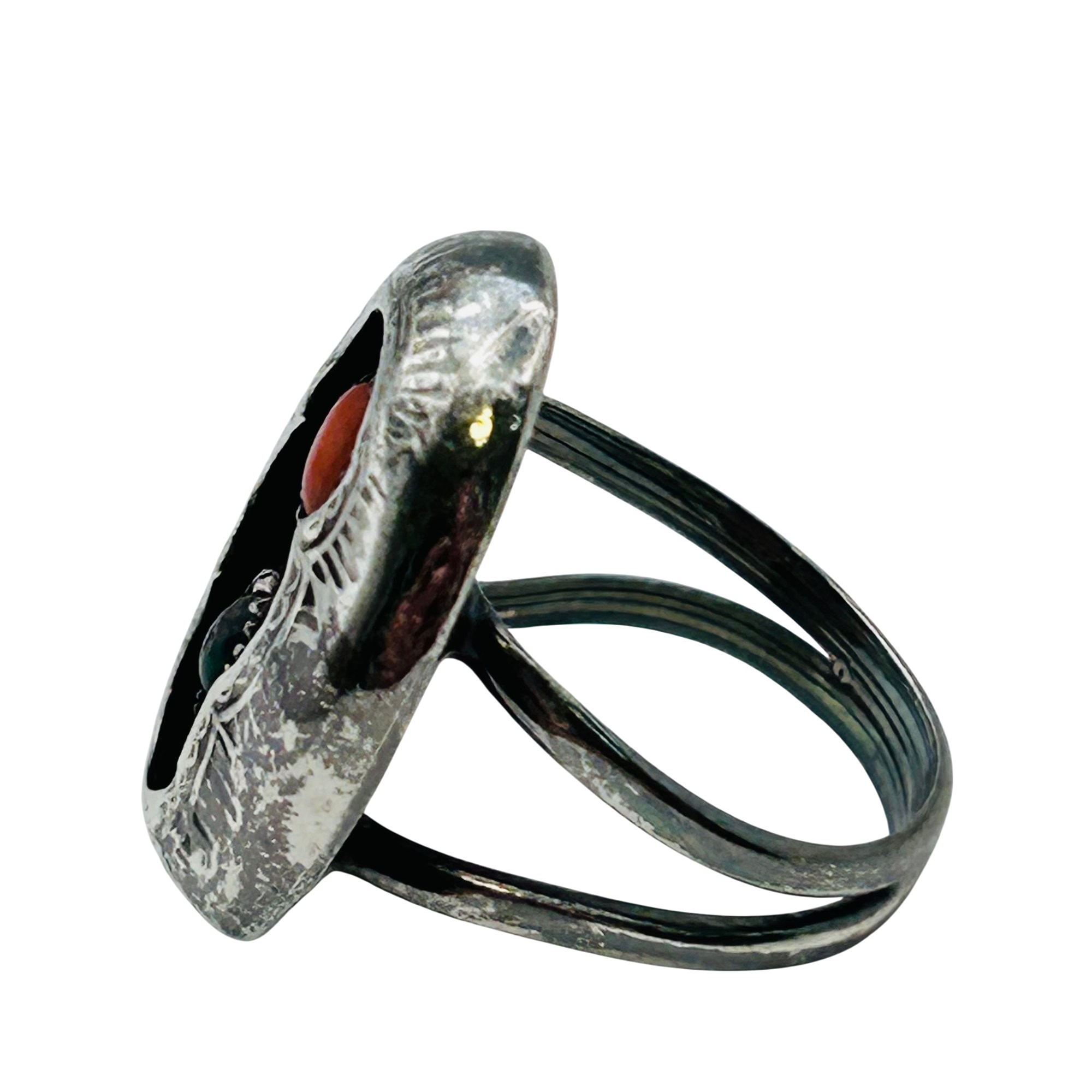Navajo Sterling Shadow Box Ring Sz 8.5
