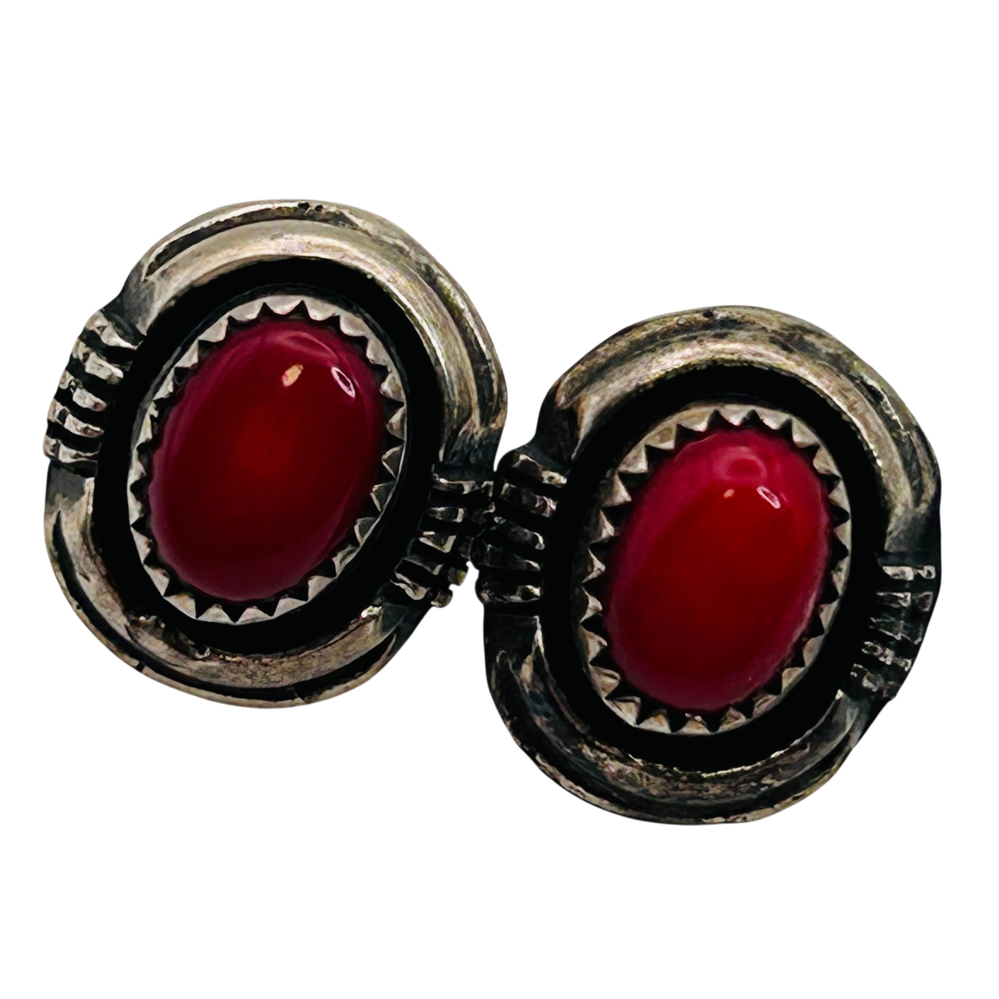 Yazzie Navajo Sterling Red Stone Earrings
