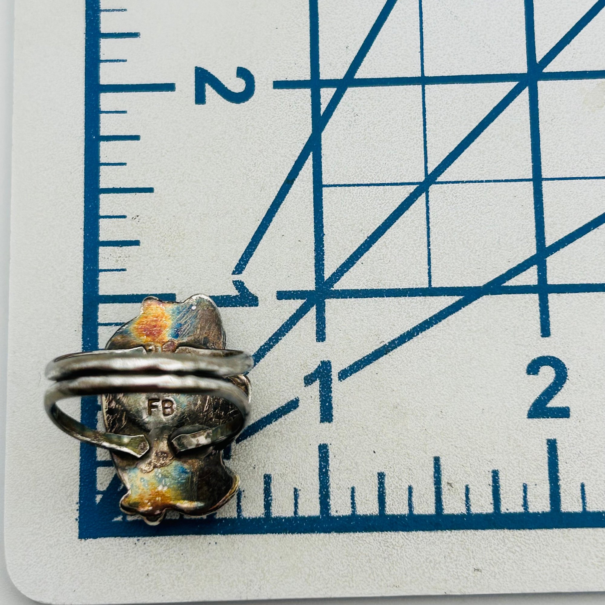 Signed Vintage Navajo Sterling Turquoise Ring Sz9