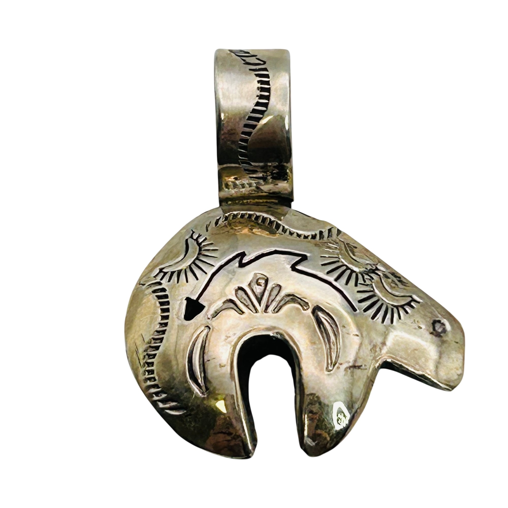 Signed Vintage Navajo Sterling Bear Pendant