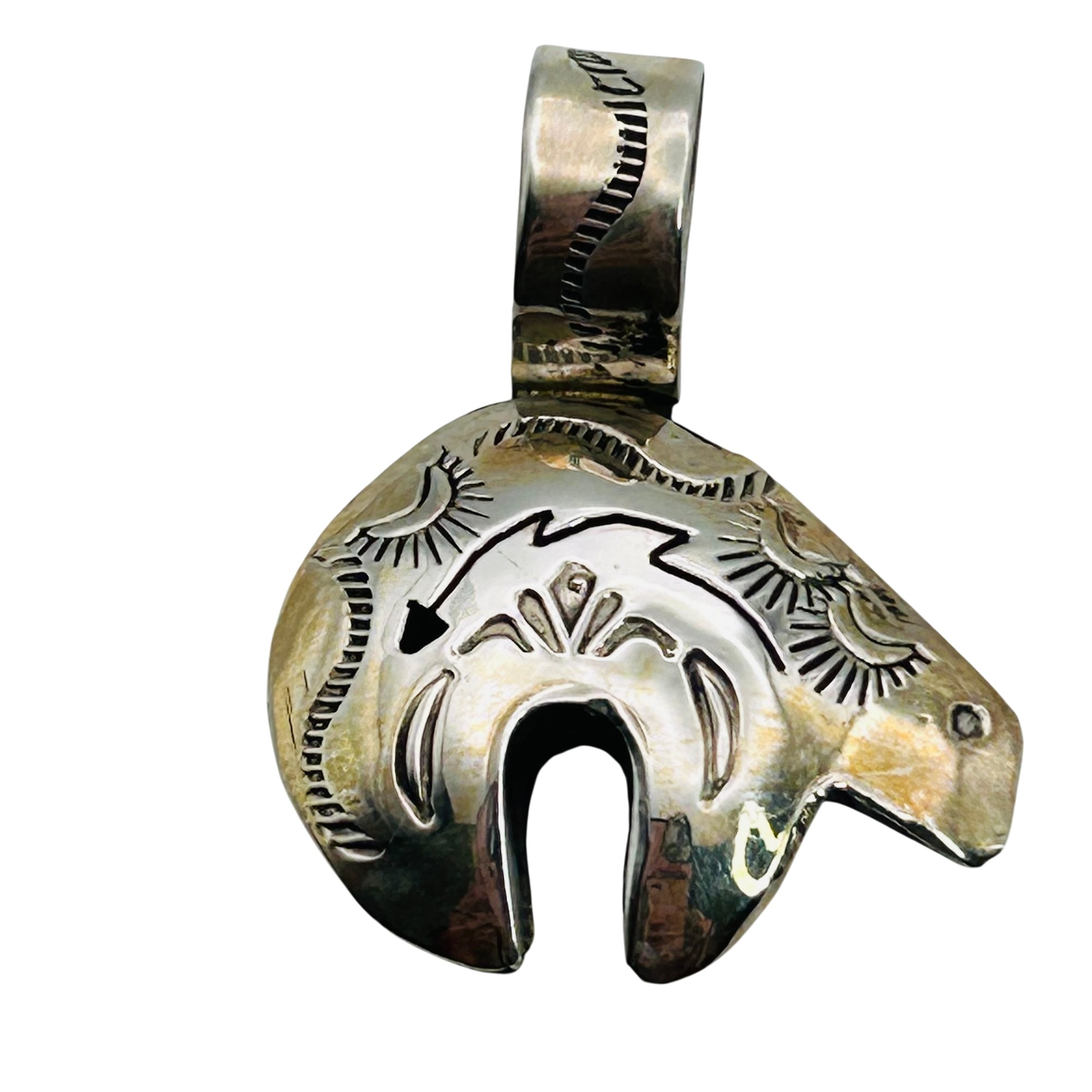 Signed Vintage Navajo Sterling Bear Pendant