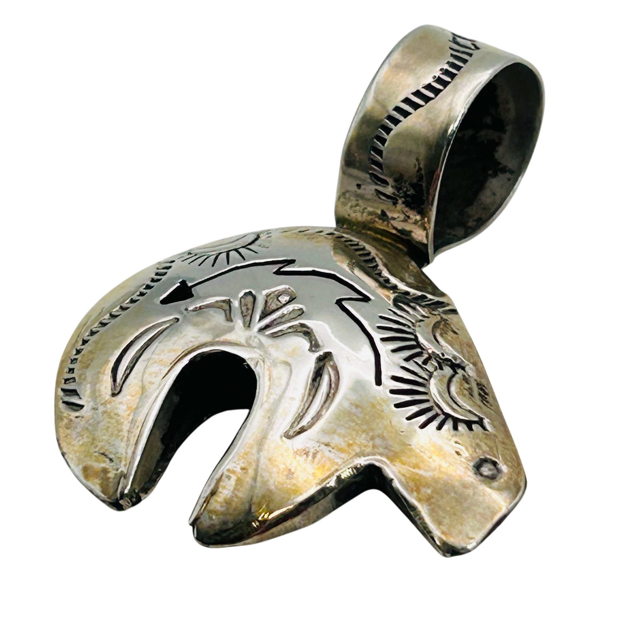 Signed Vintage Navajo Sterling Bear Pendant