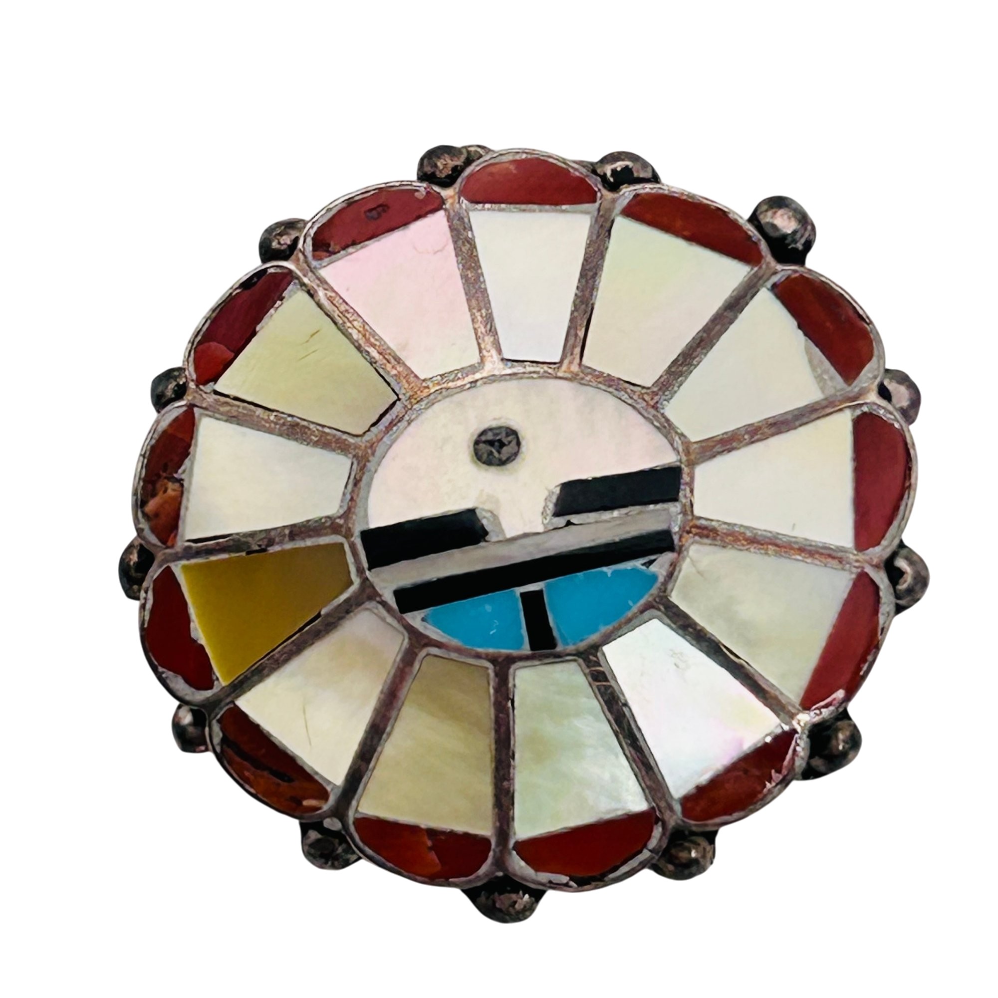 Signed Vintage Zuni Inlay Clip On Earrings