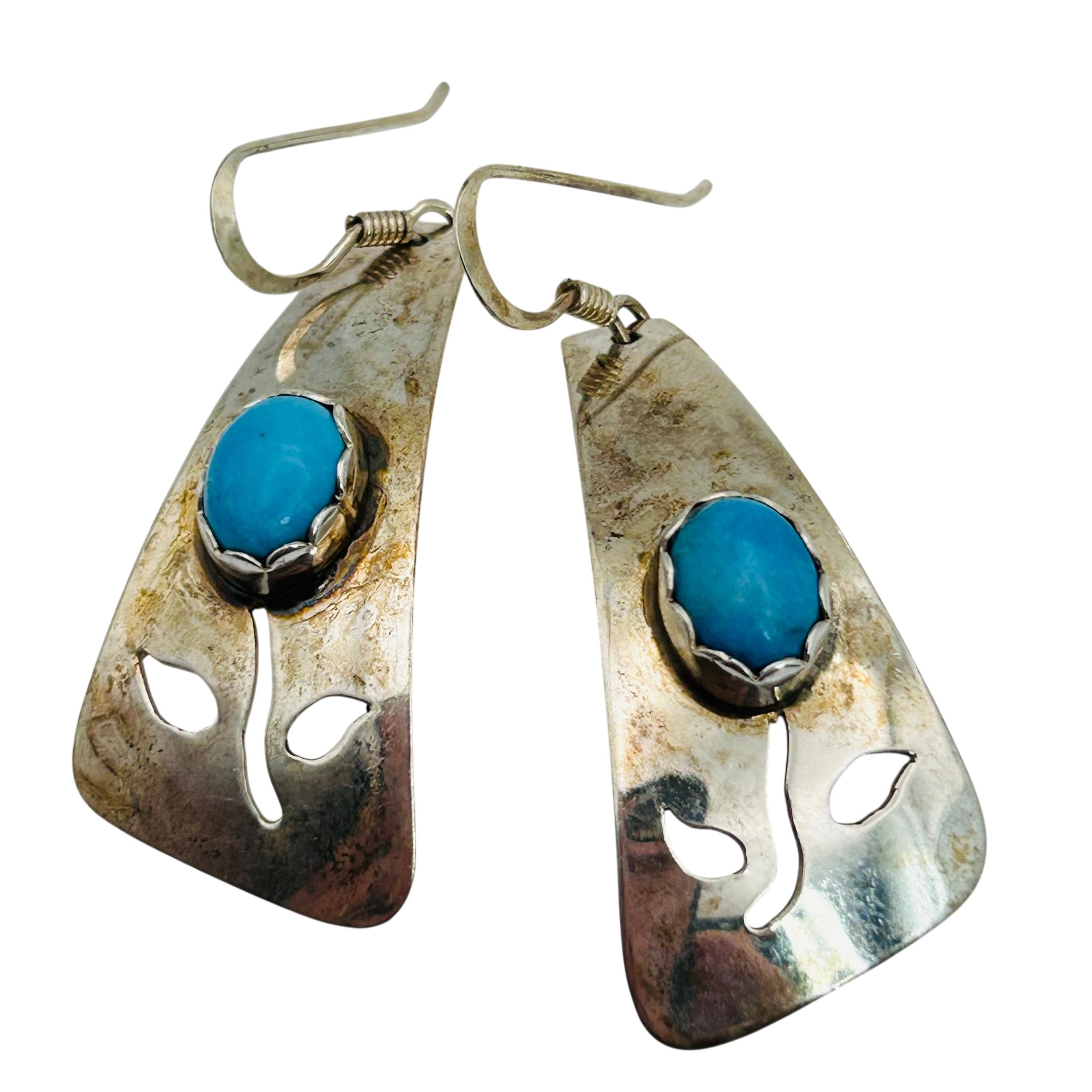 Signed Navajo Sterling Turquoise Earrings