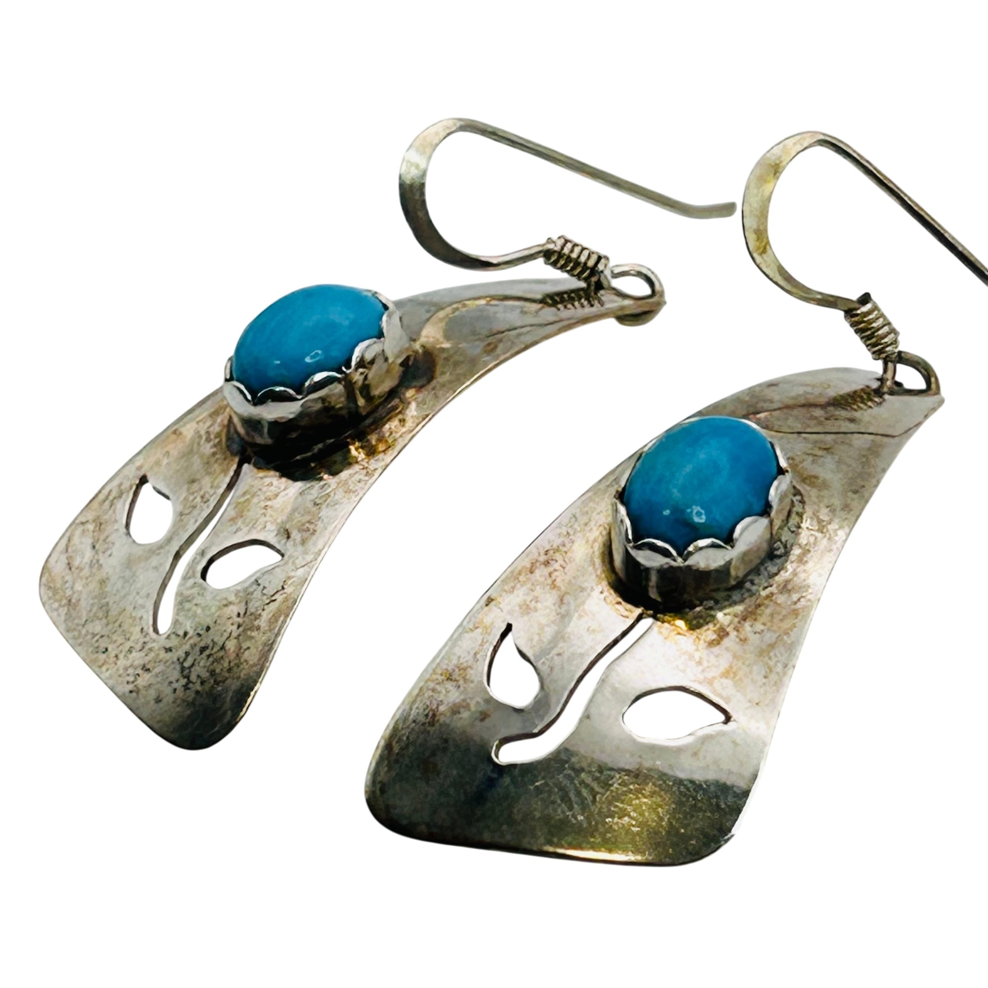 Signed Navajo Sterling Turquoise Earrings