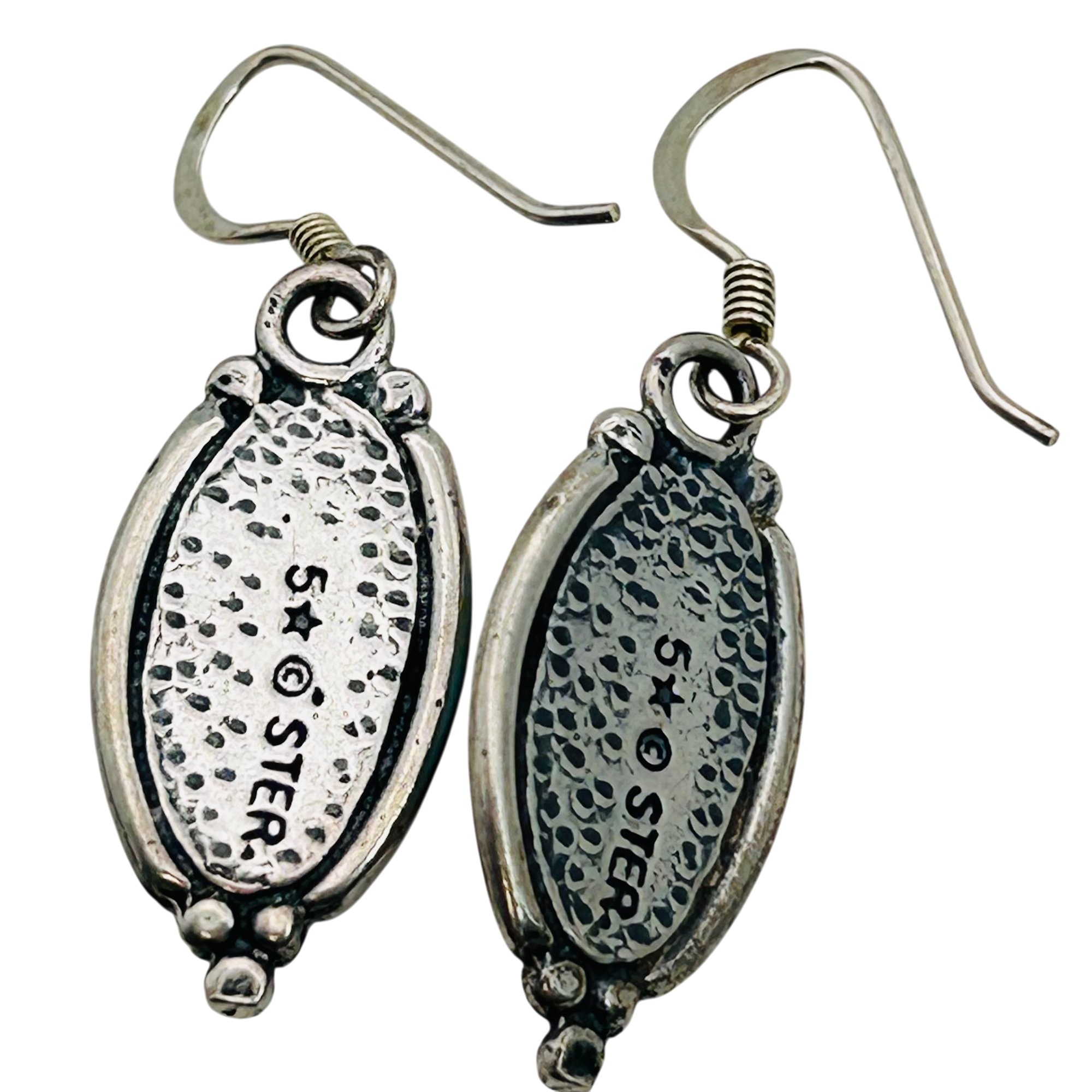 Southwest Sterling Inlay Stone Earrings