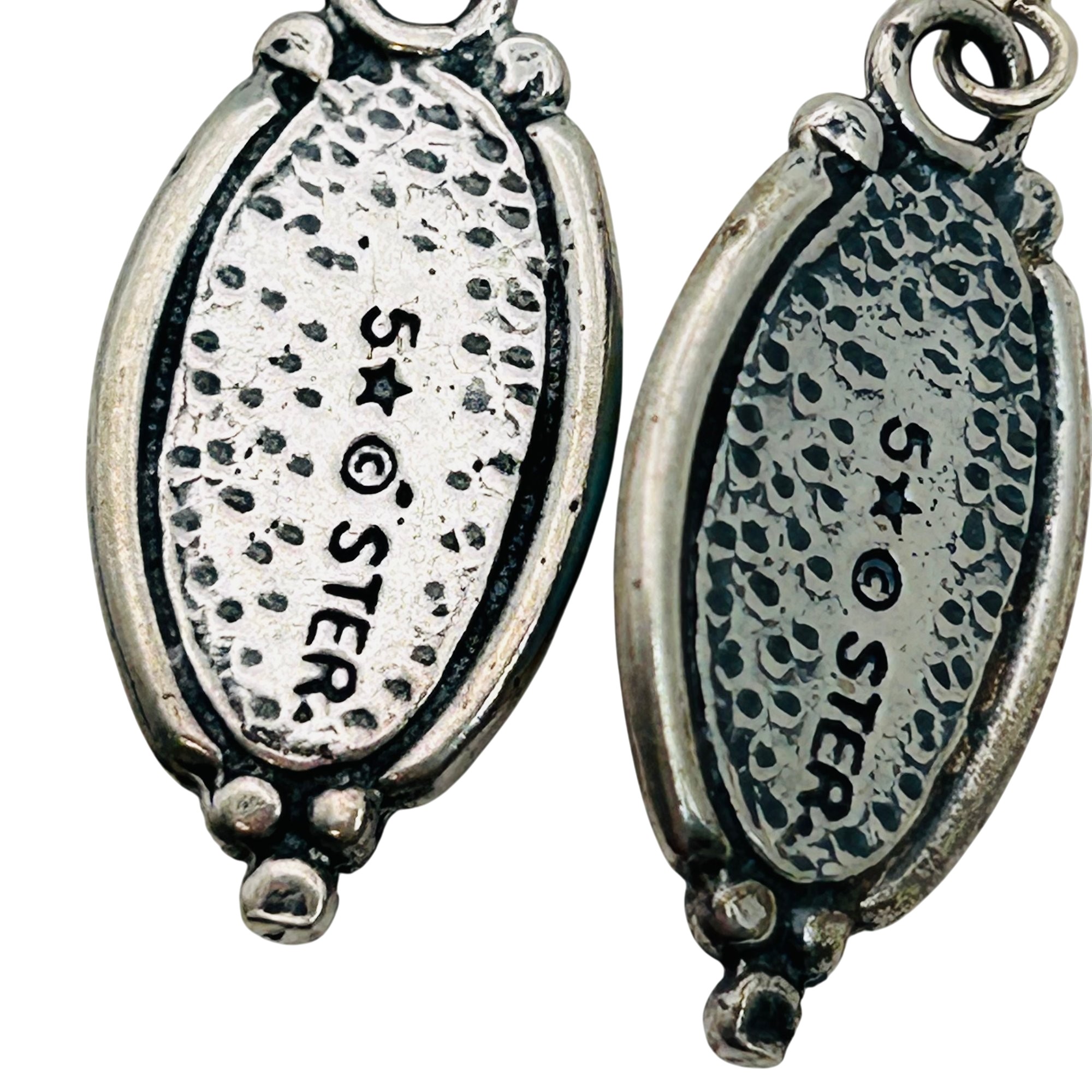 Southwest Sterling Inlay Stone Earrings