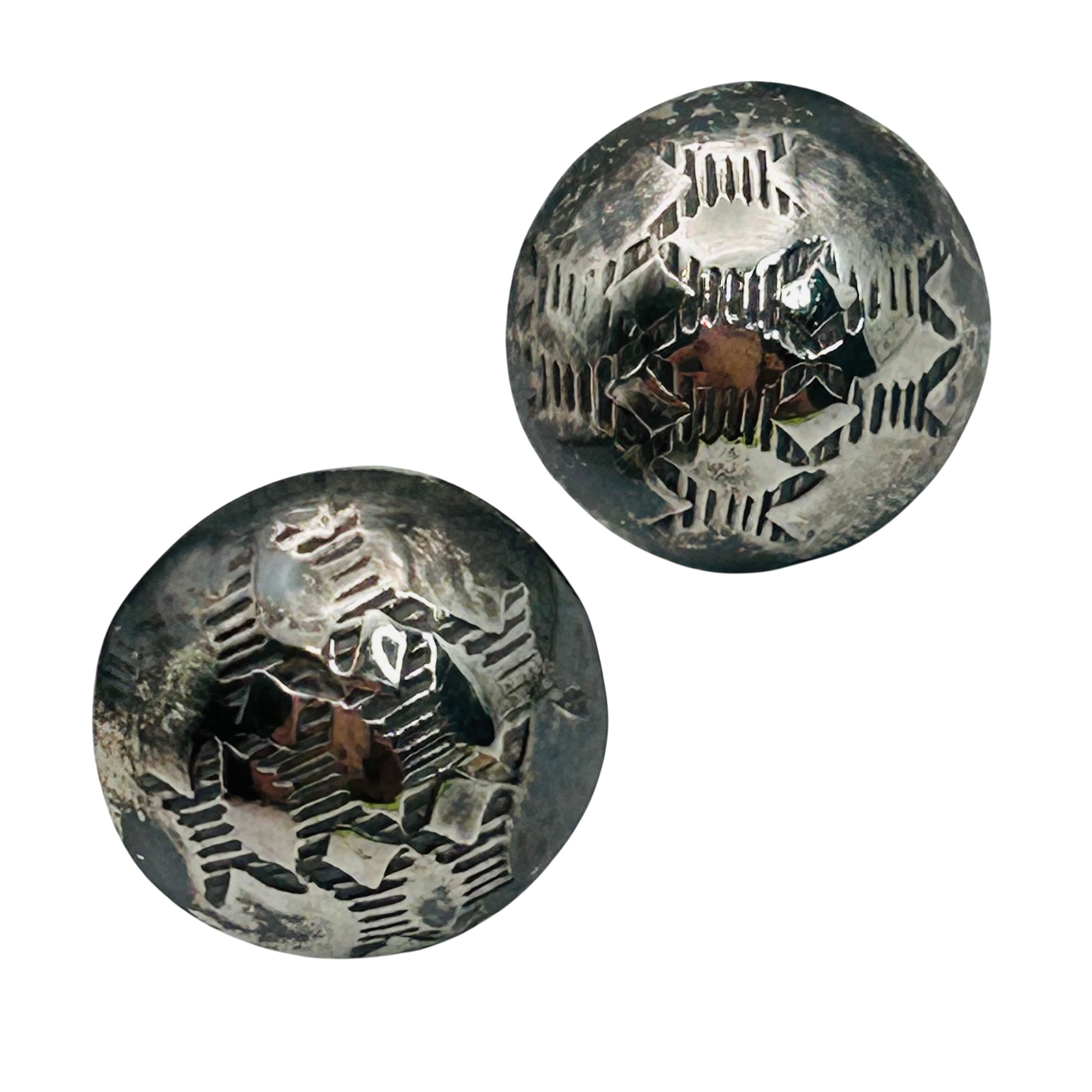 Vintage Navajo Sterling Stamped Dome Earrings