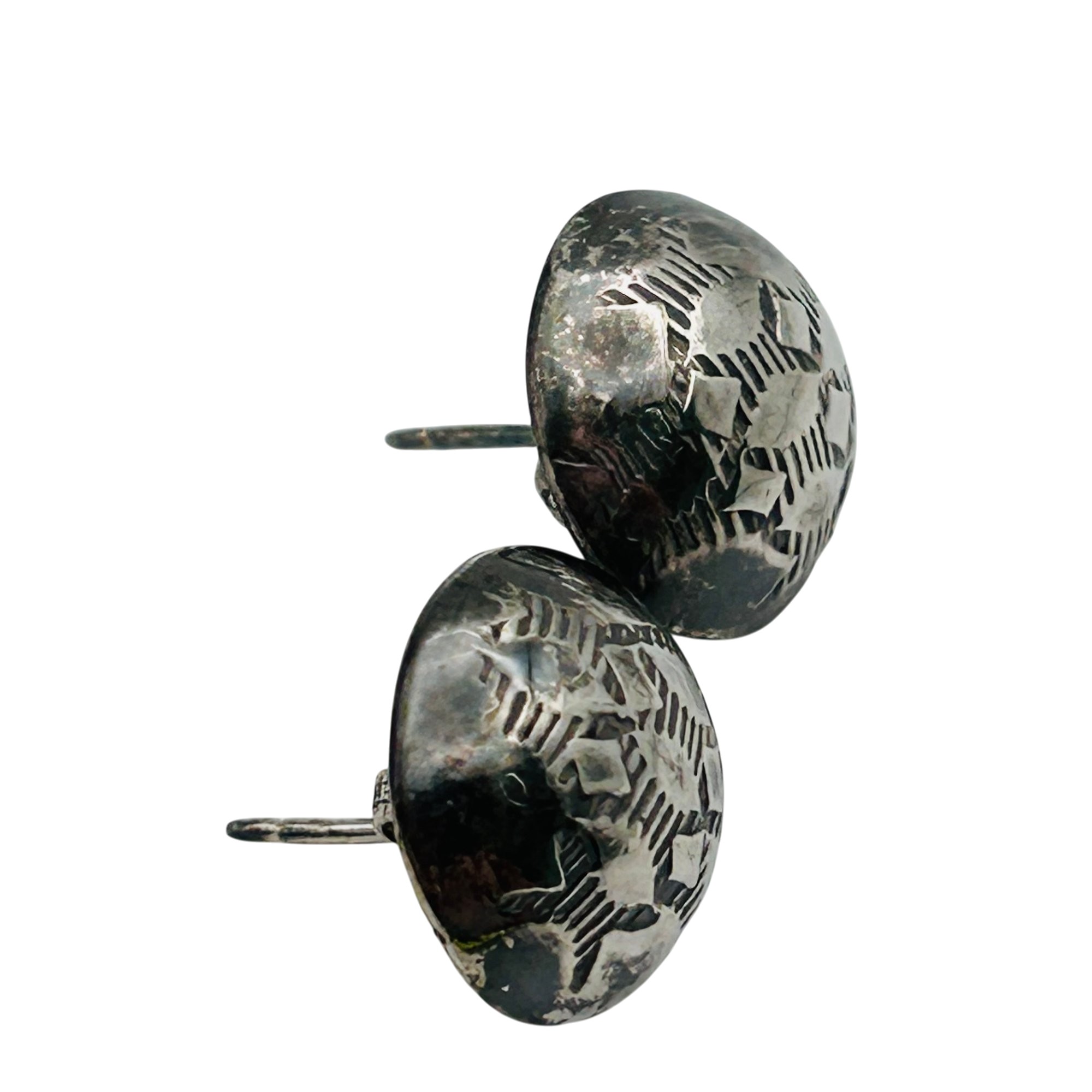 Vintage Navajo Sterling Stamped Dome Earrings