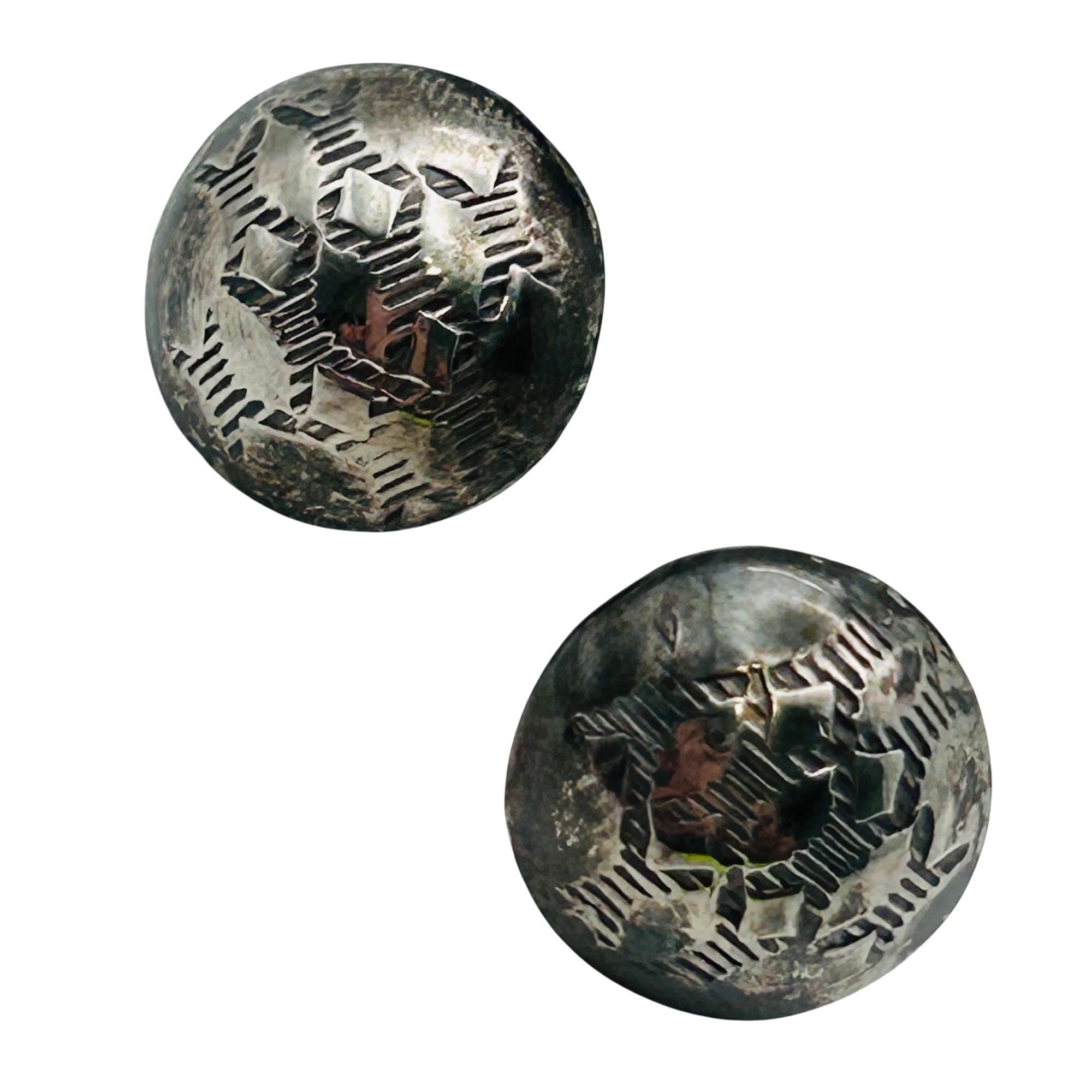 Vintage Navajo Sterling Stamped Dome Earrings