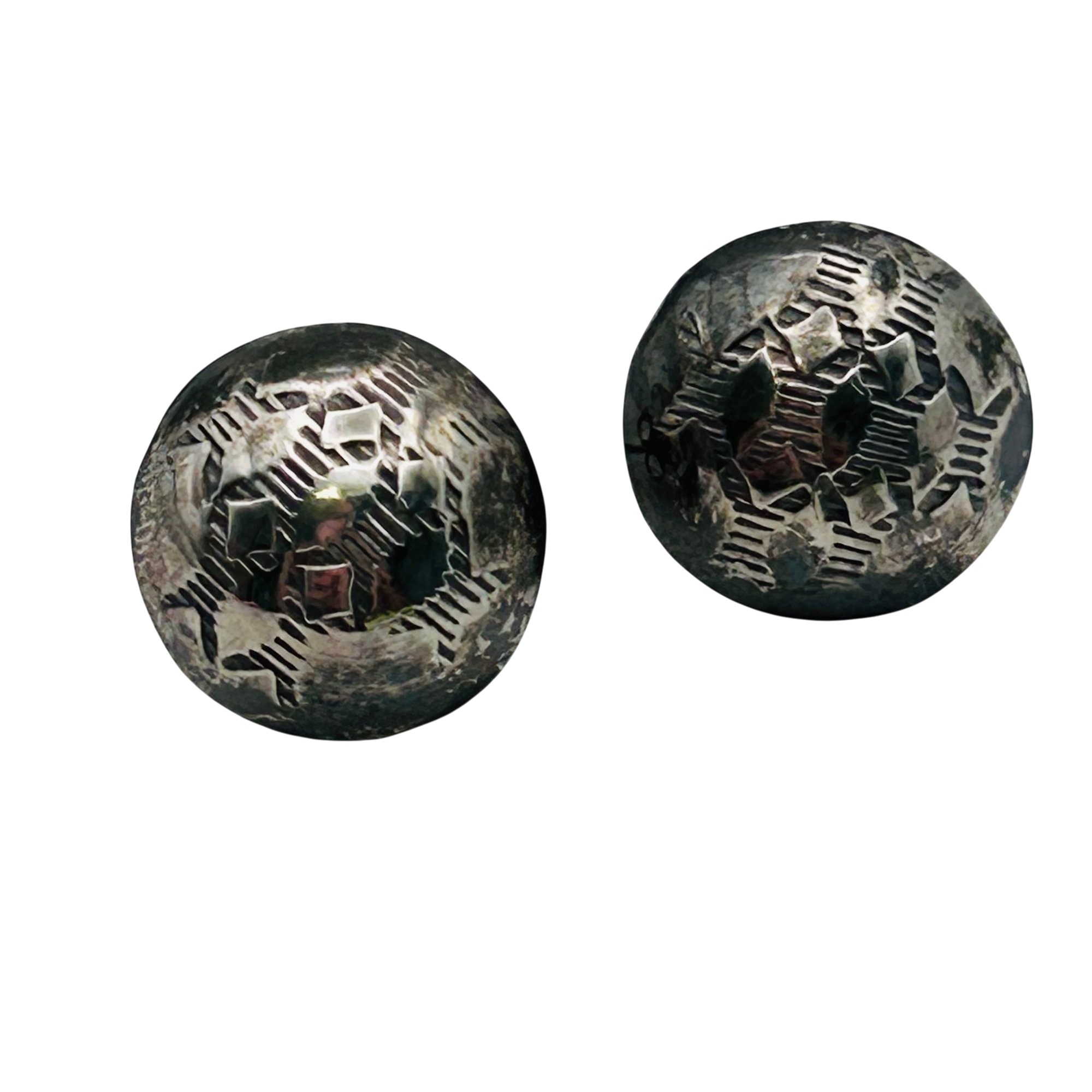 Vintage Navajo Sterling Stamped Dome Earrings