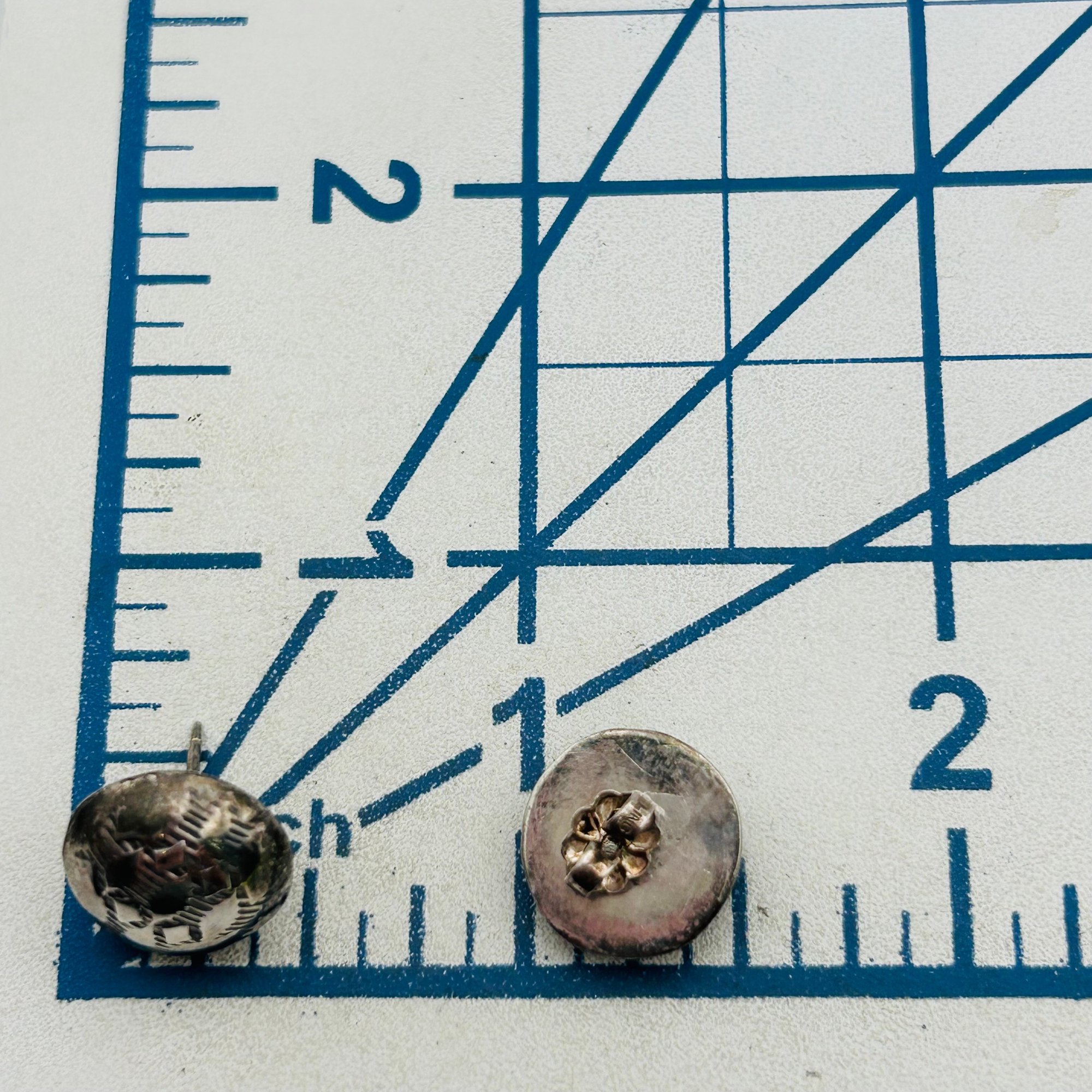 Vintage Navajo Sterling Stamped Dome Earrings