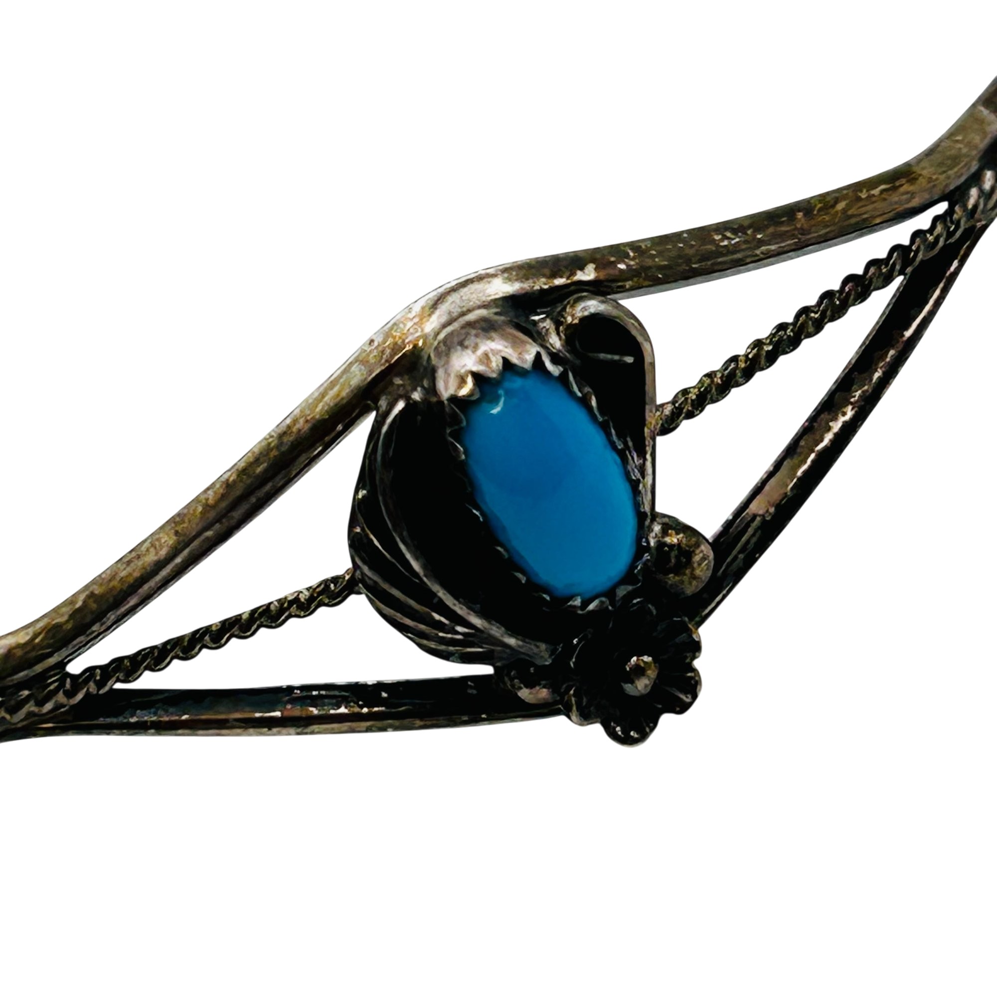 Signed Native Sterling Turquoise Cuff Bracelet