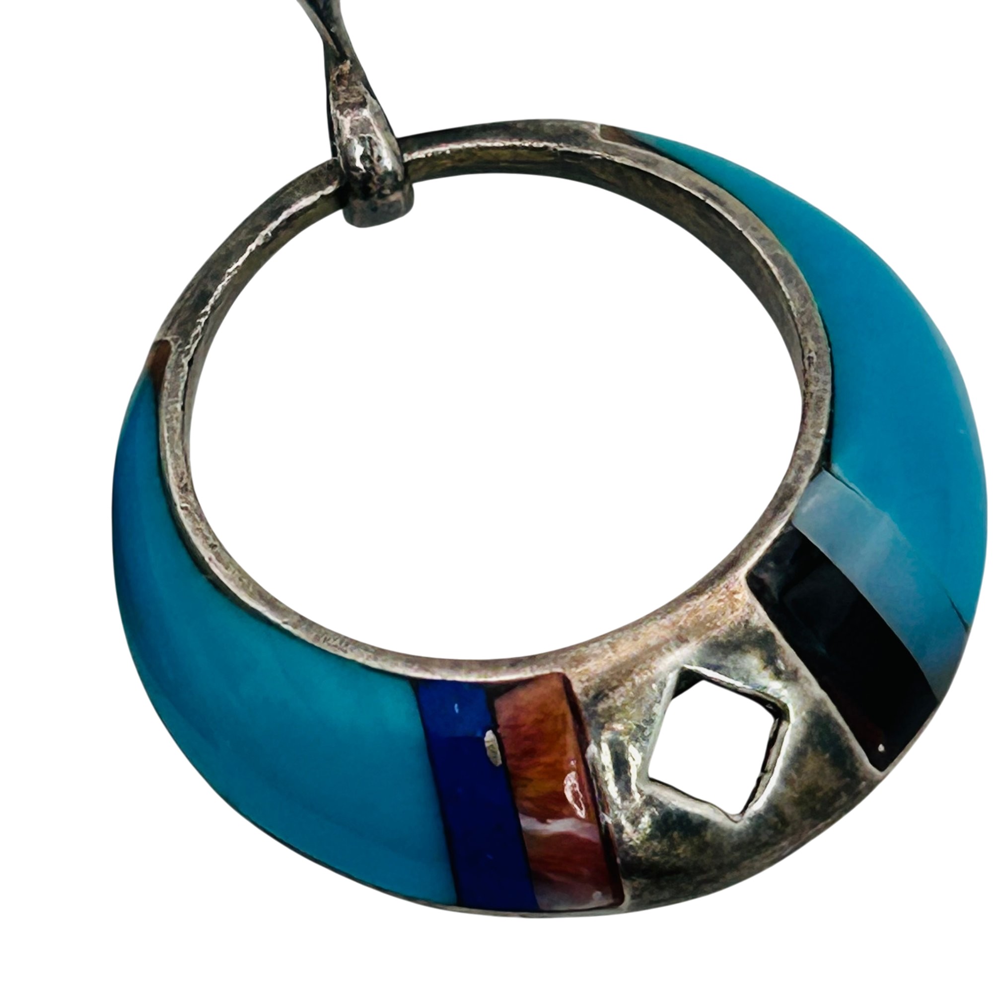 Signed Southwest Cutout Multi-stone Earrings