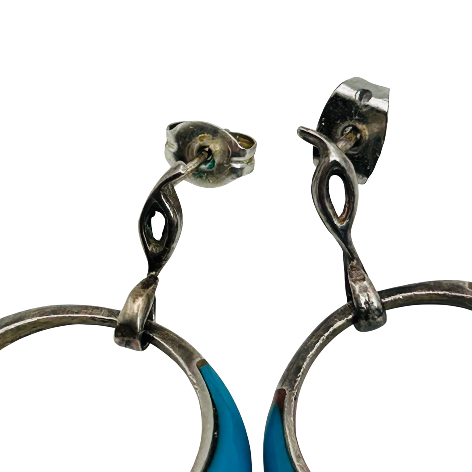 Signed Southwest Cutout Multi-stone Earrings