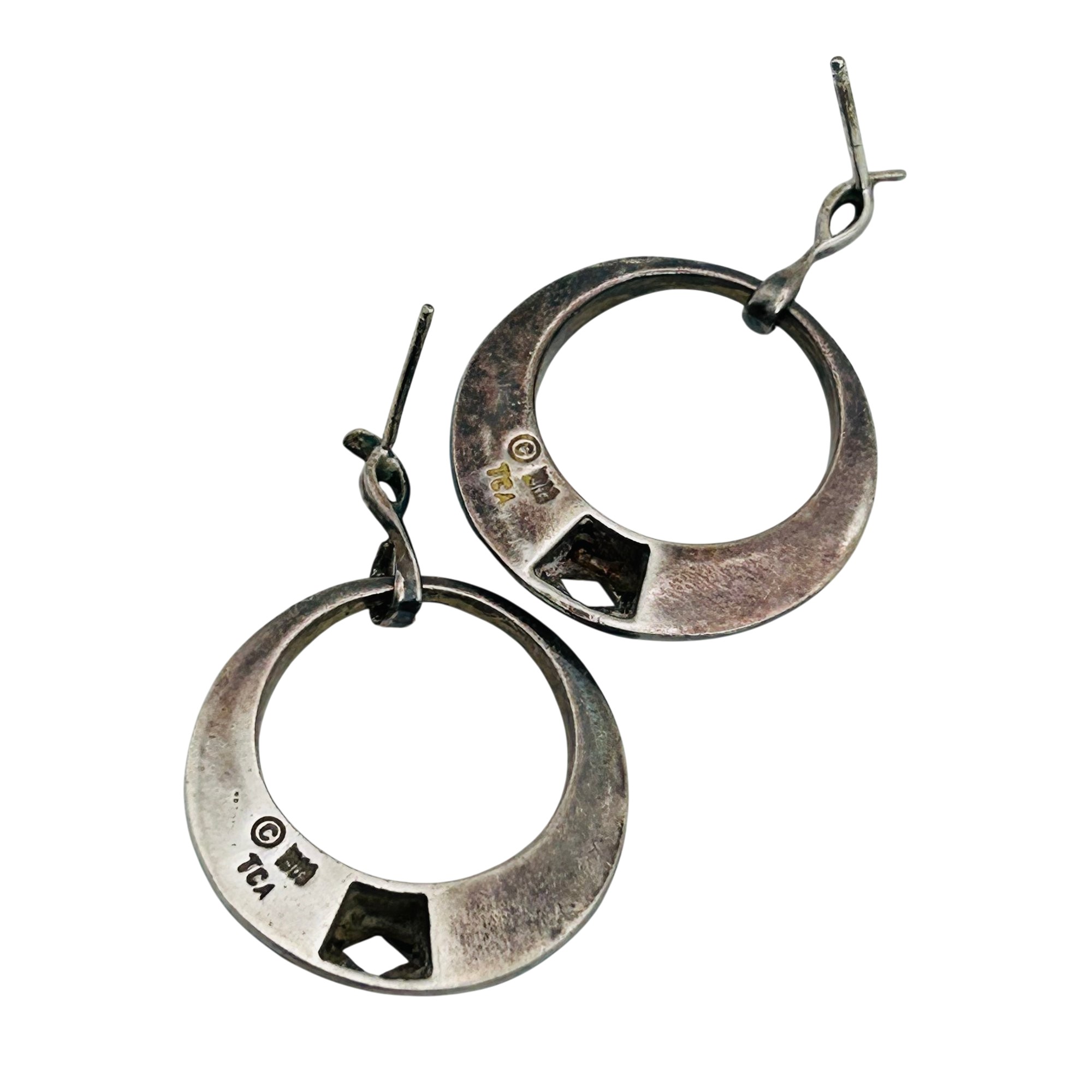 Signed Southwest Cutout Multi-stone Earrings