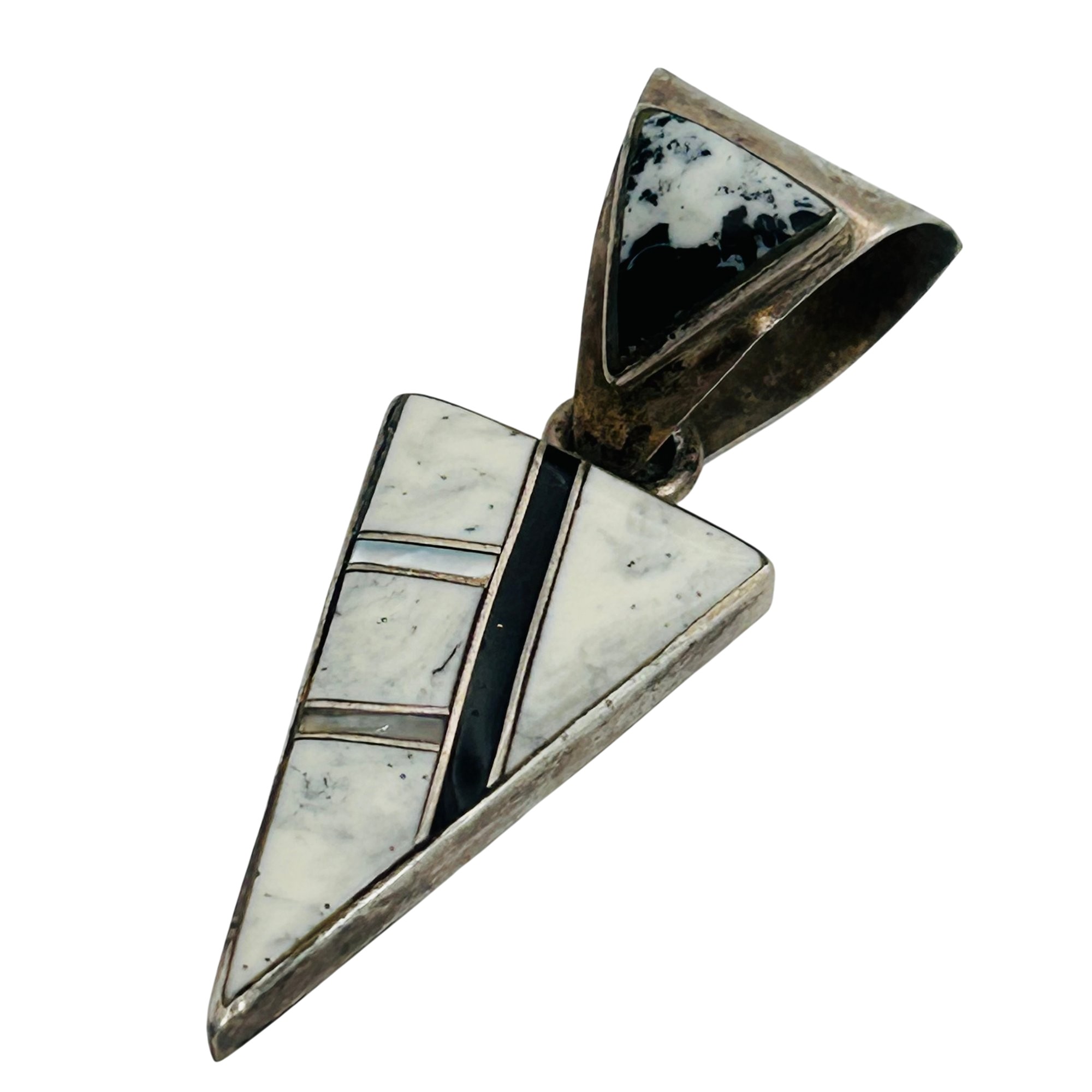 Signed Navajo Sterling White Buffalo Pendant