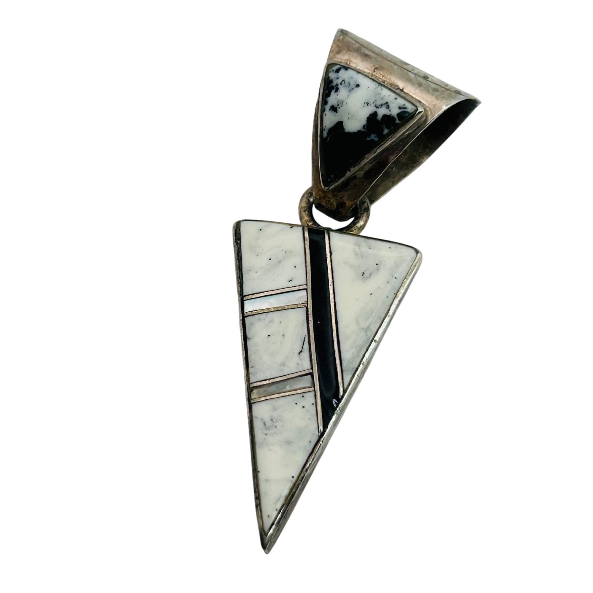 Signed Navajo Sterling White Buffalo Pendant