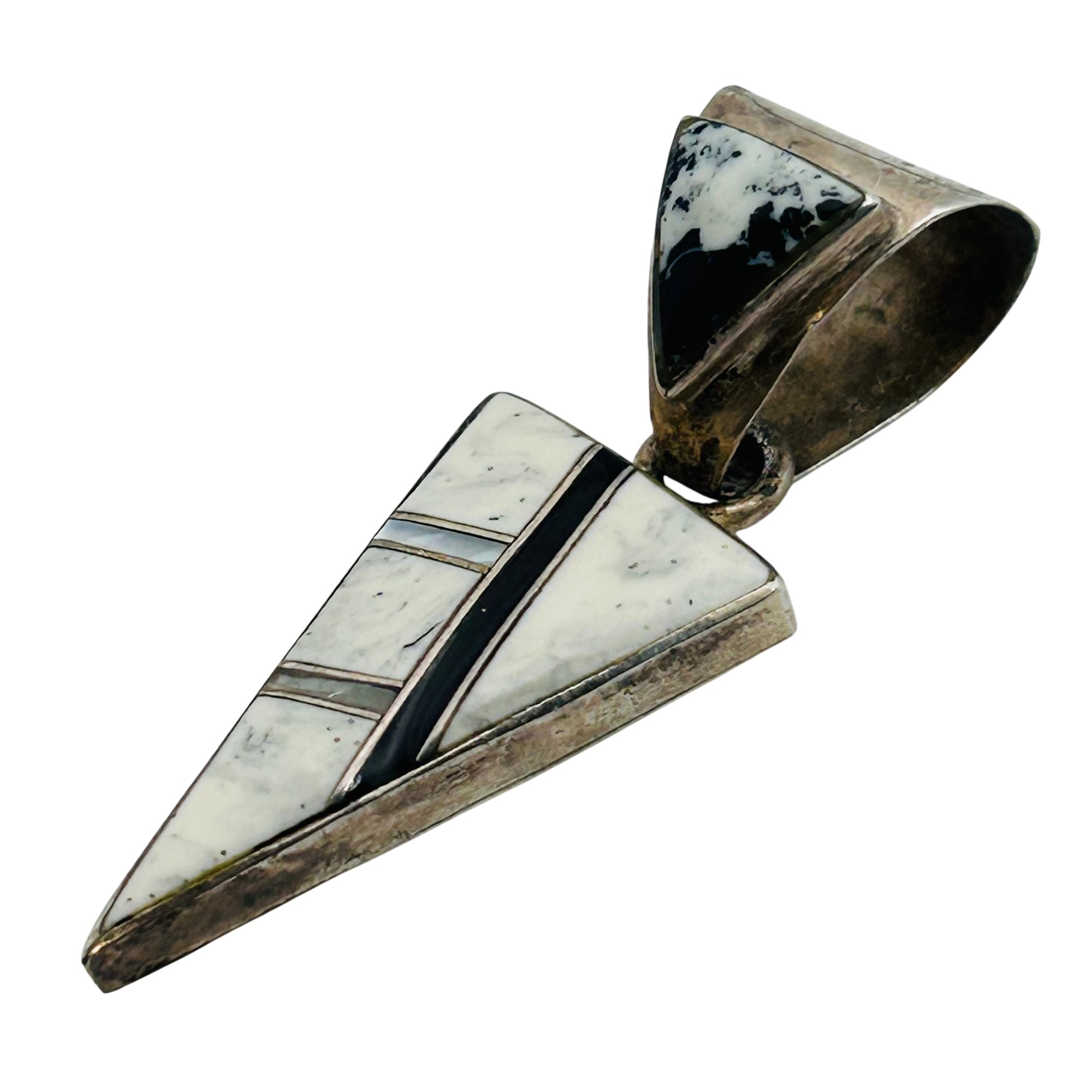 Signed Navajo Sterling White Buffalo Pendant