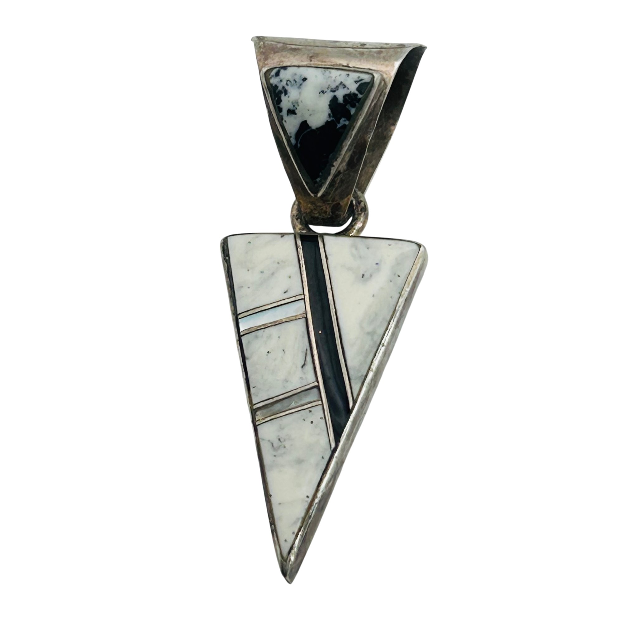 Signed Navajo Sterling White Buffalo Pendant