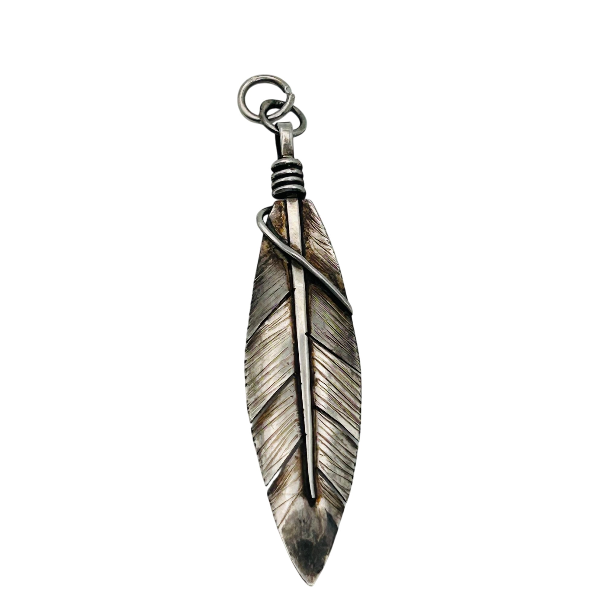 Sadie Sam Navajo Sterling Feather Pendant