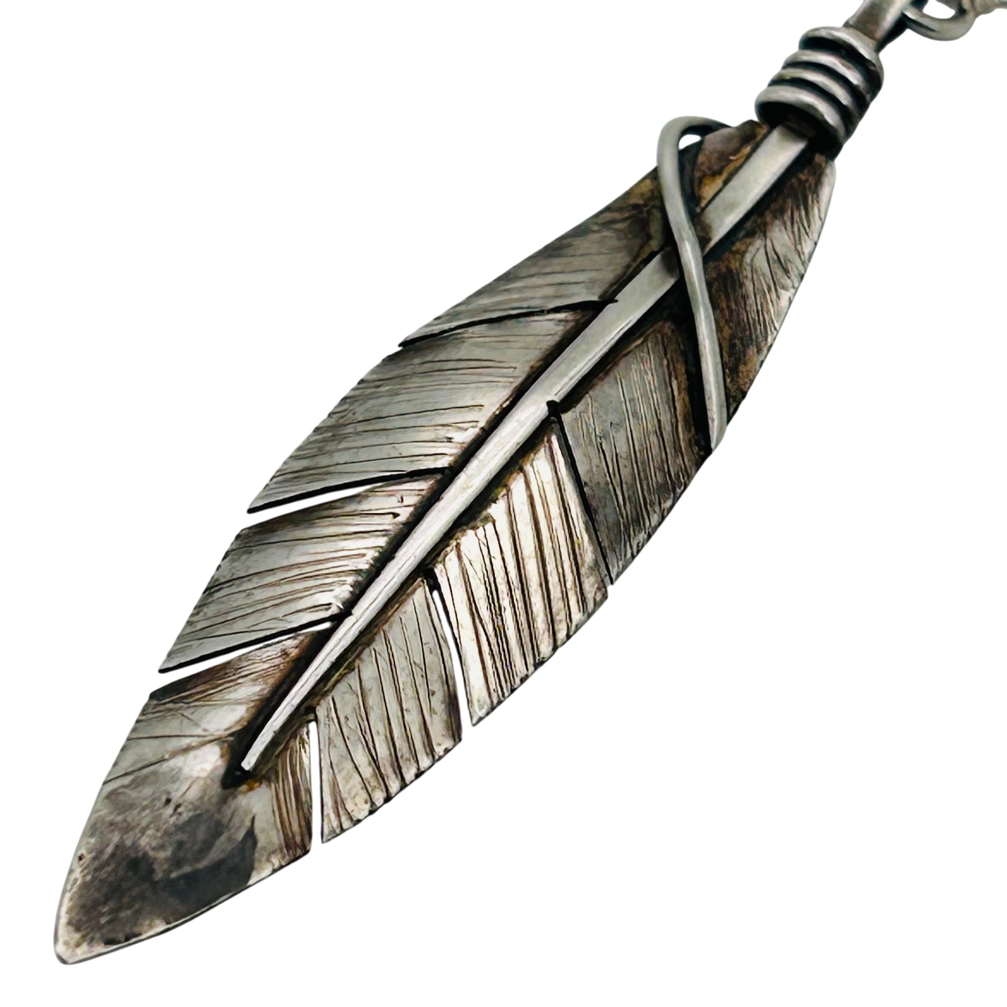 Sadie Sam Navajo Sterling Feather Pendant