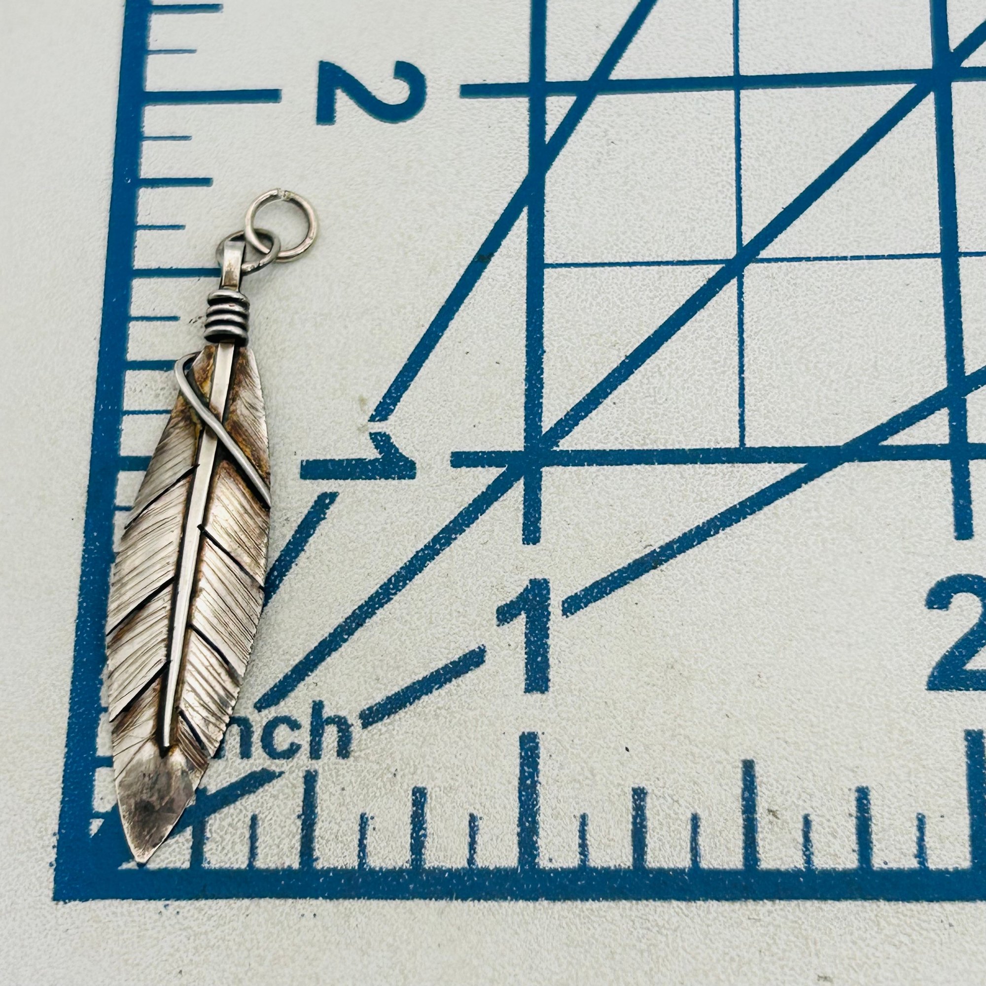 Sadie Sam Navajo Sterling Feather Pendant