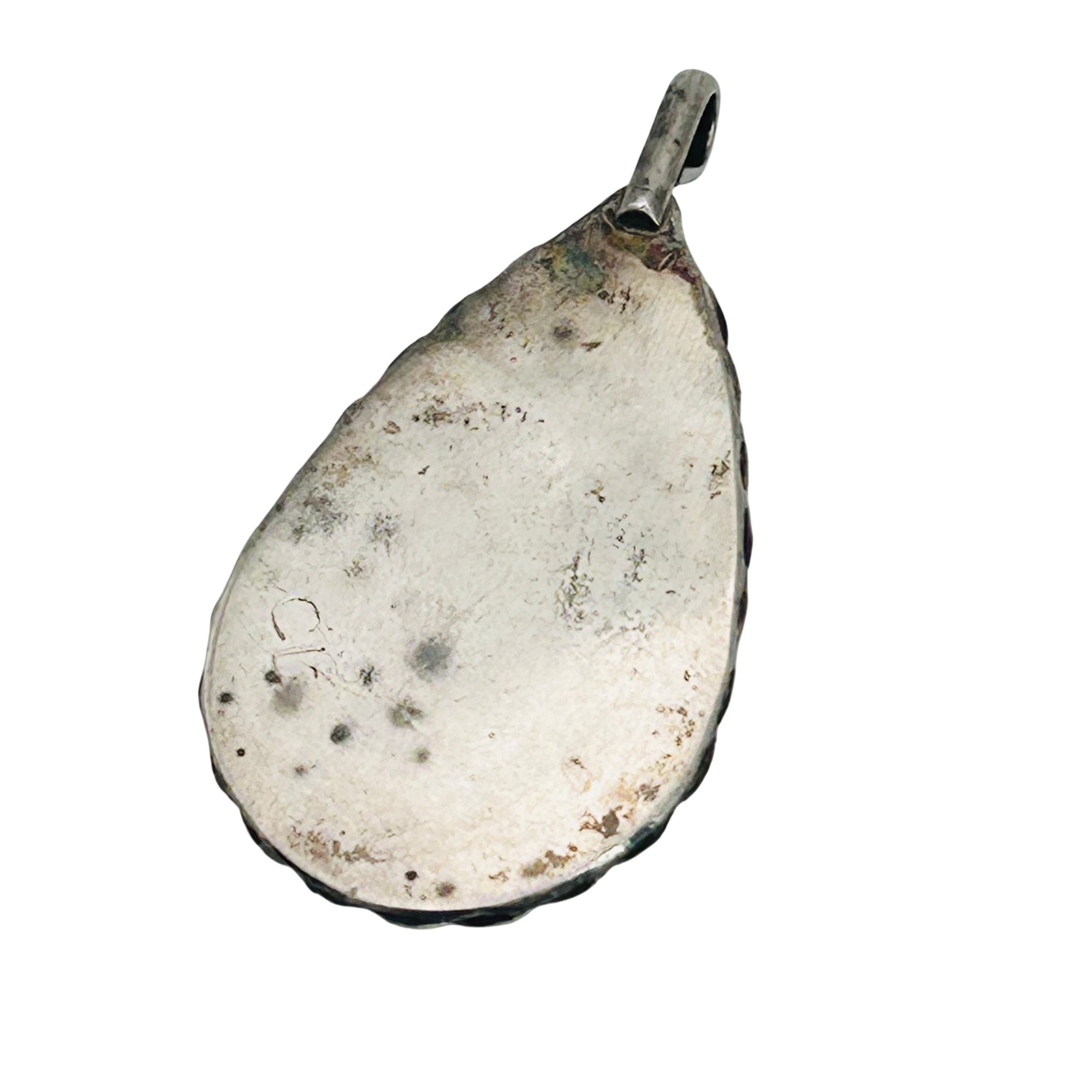 Signed Zuni Sterling Turquoise Flower Pendant