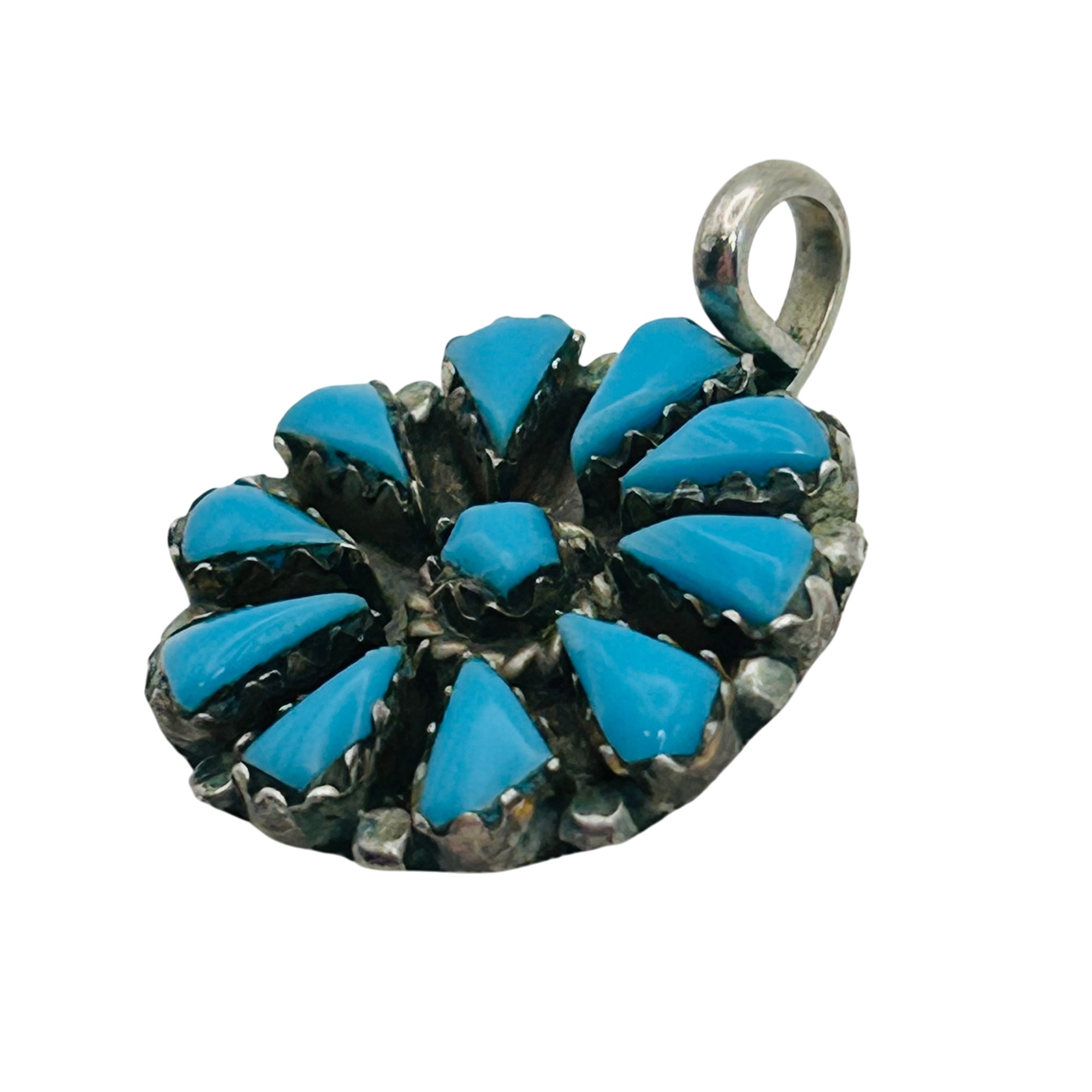 Vintage Zuni Petite Point Turquoise Pendant