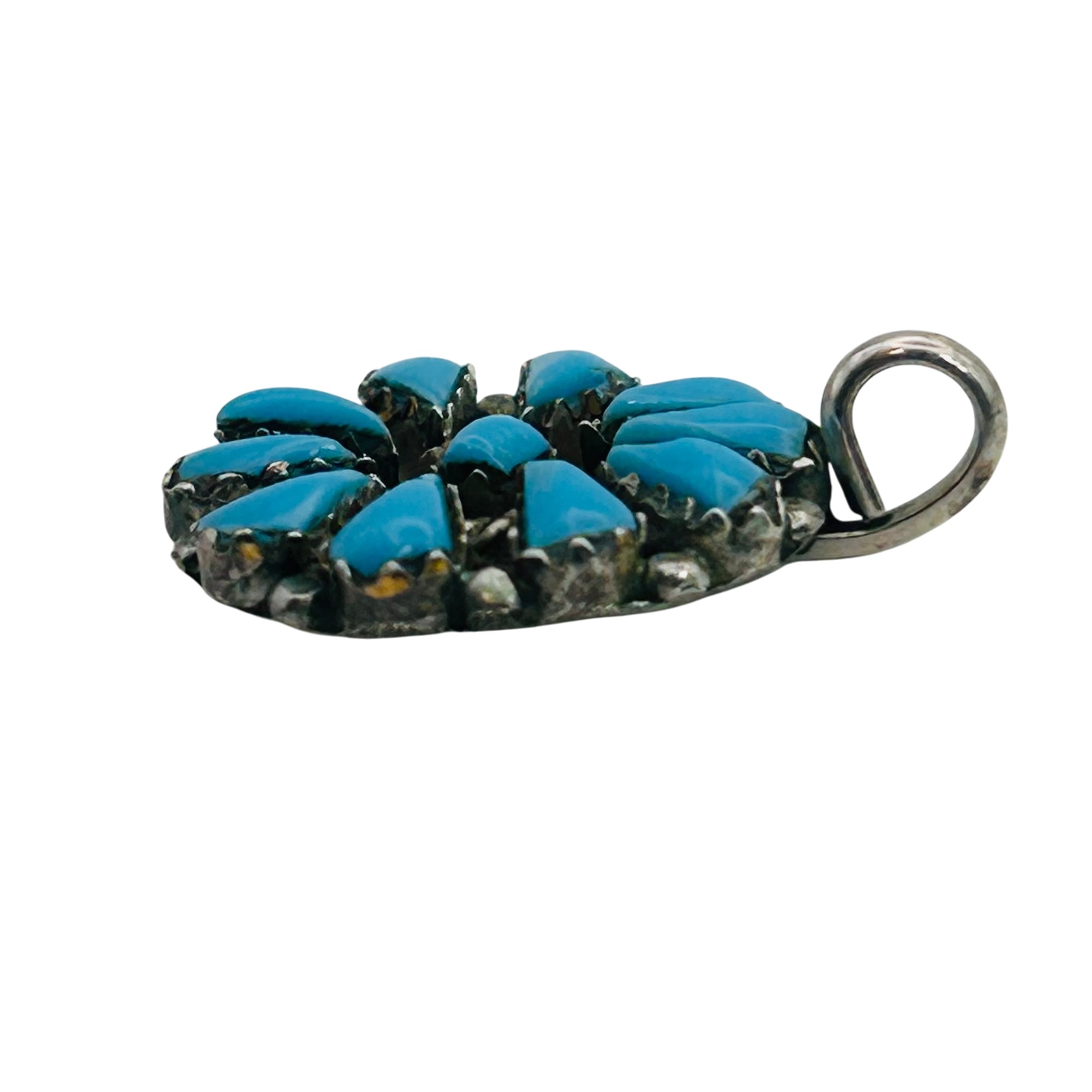 Vintage Zuni Petite Point Turquoise Pendant