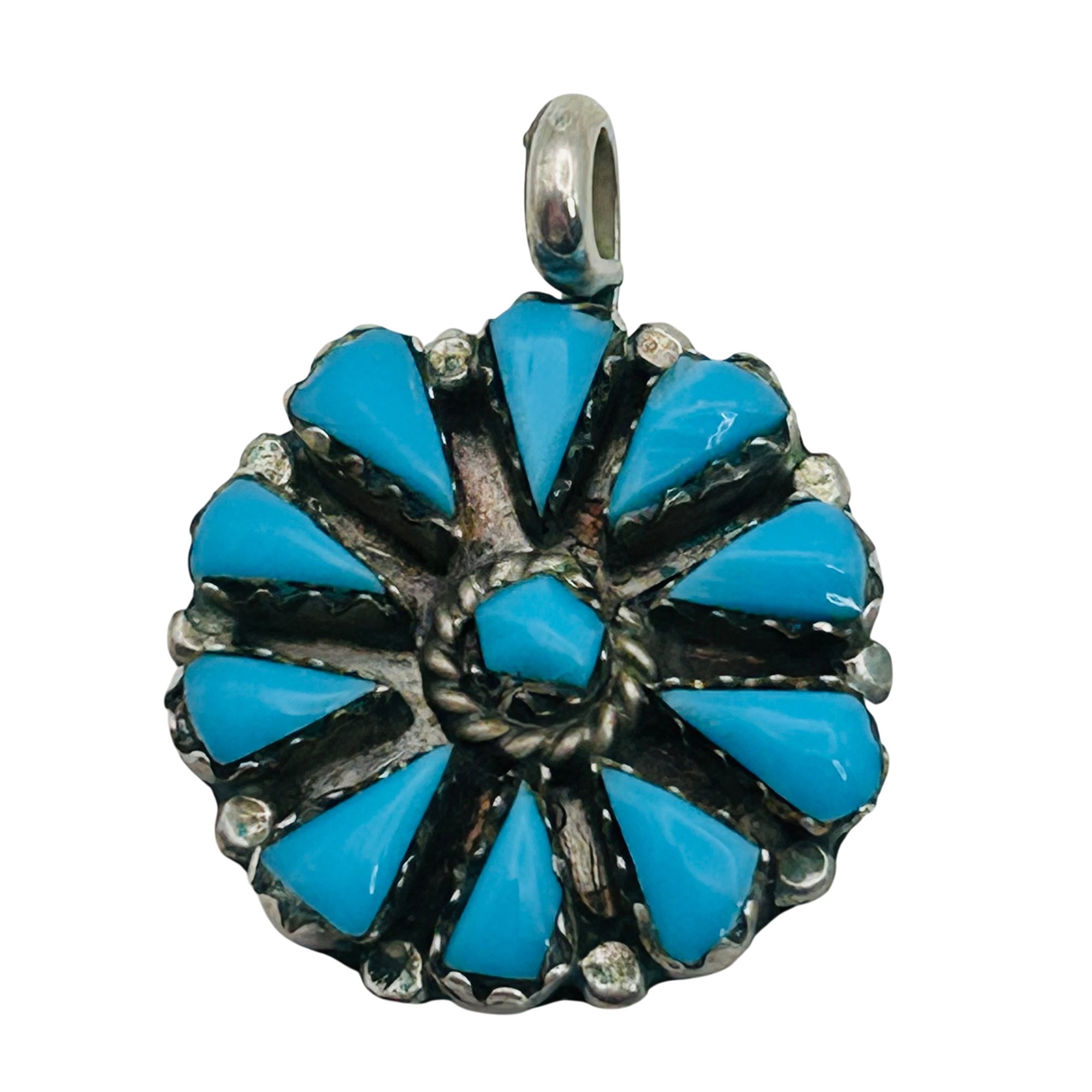Vintage Zuni Petite Point Turquoise Pendant