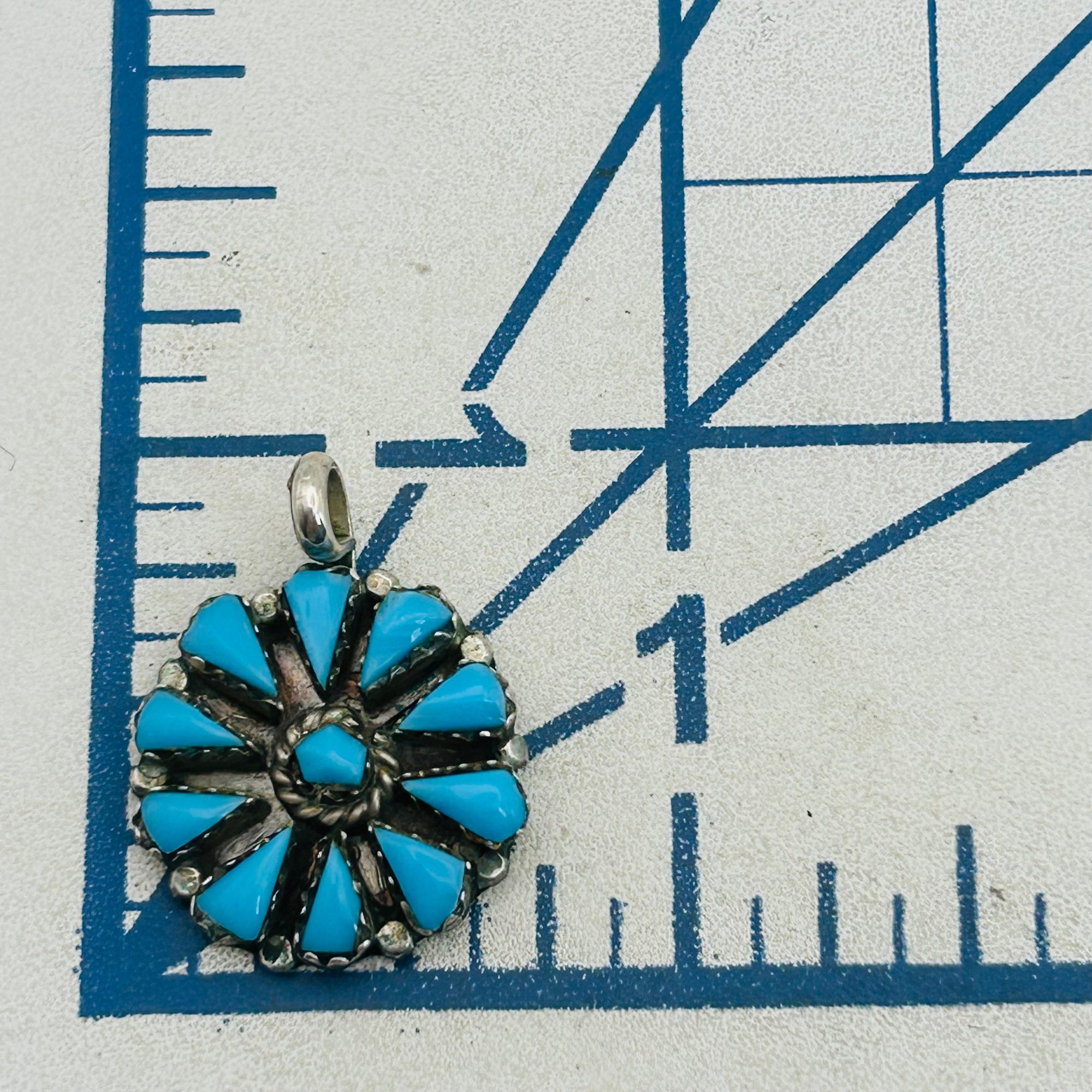 Vintage Zuni Petite Point Turquoise Pendant