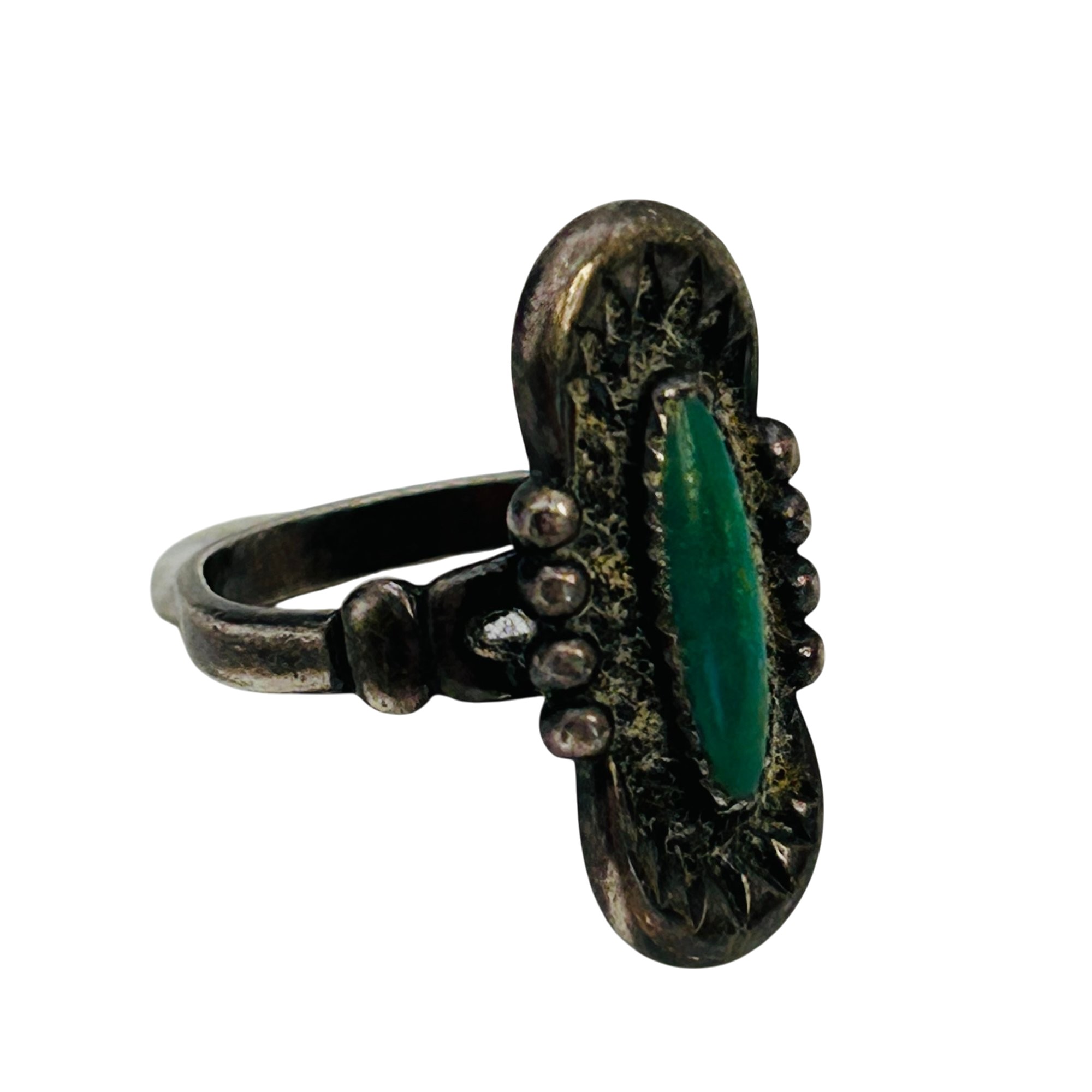 Bell Trading Post Sterling Malachite Ring Sz 4