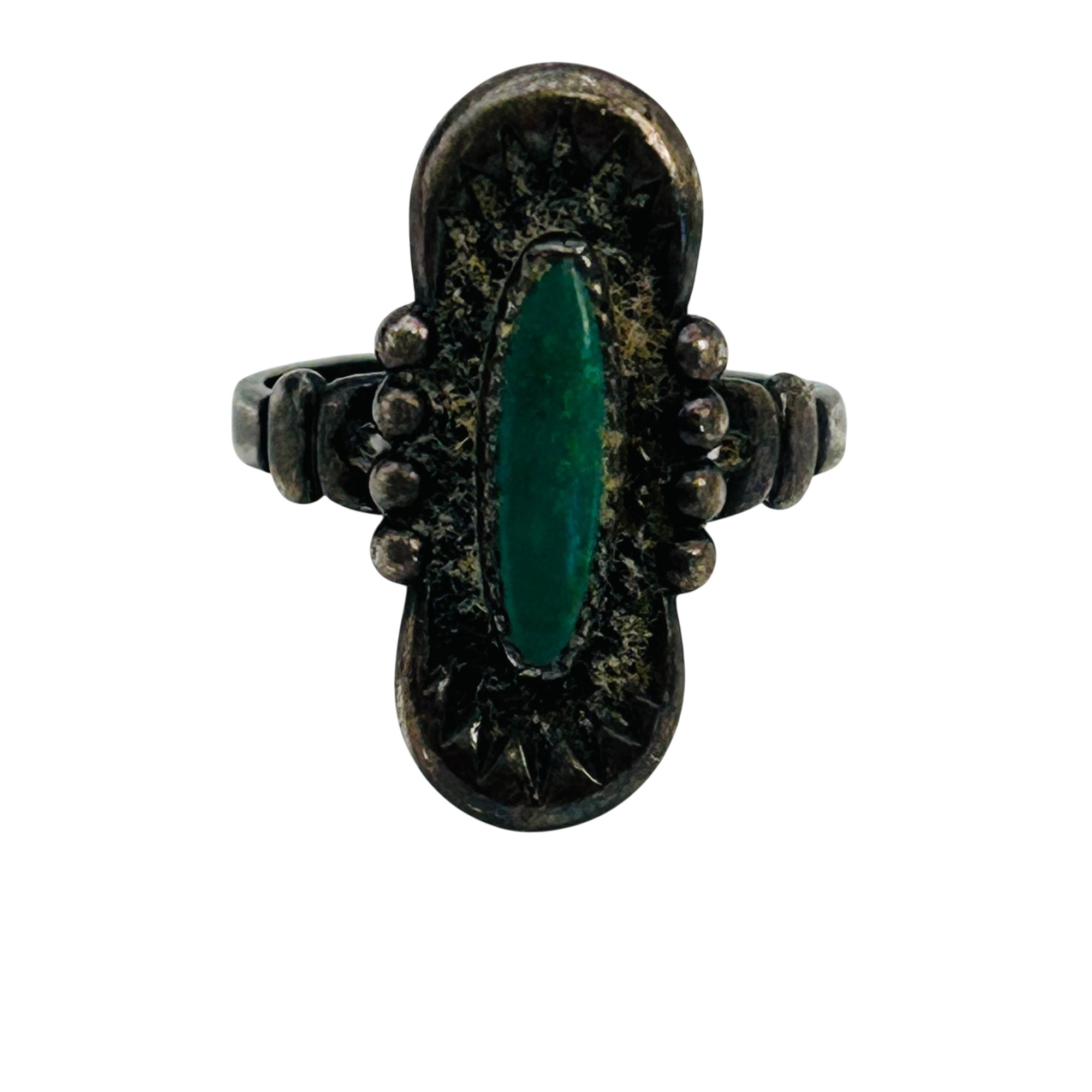 Bell Trading Post Sterling Malachite Ring Sz 4