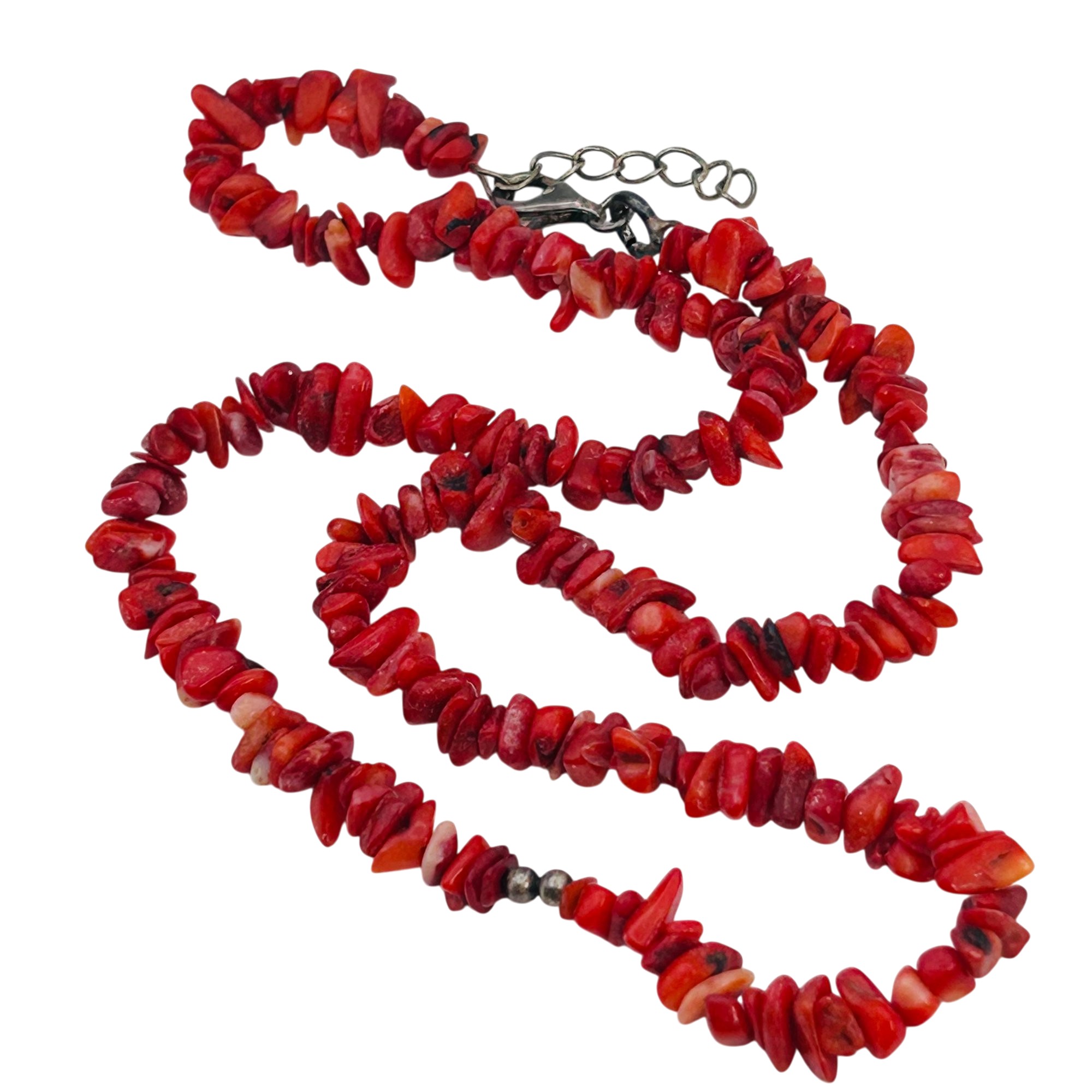 Southwest Sterling Coral Necklace