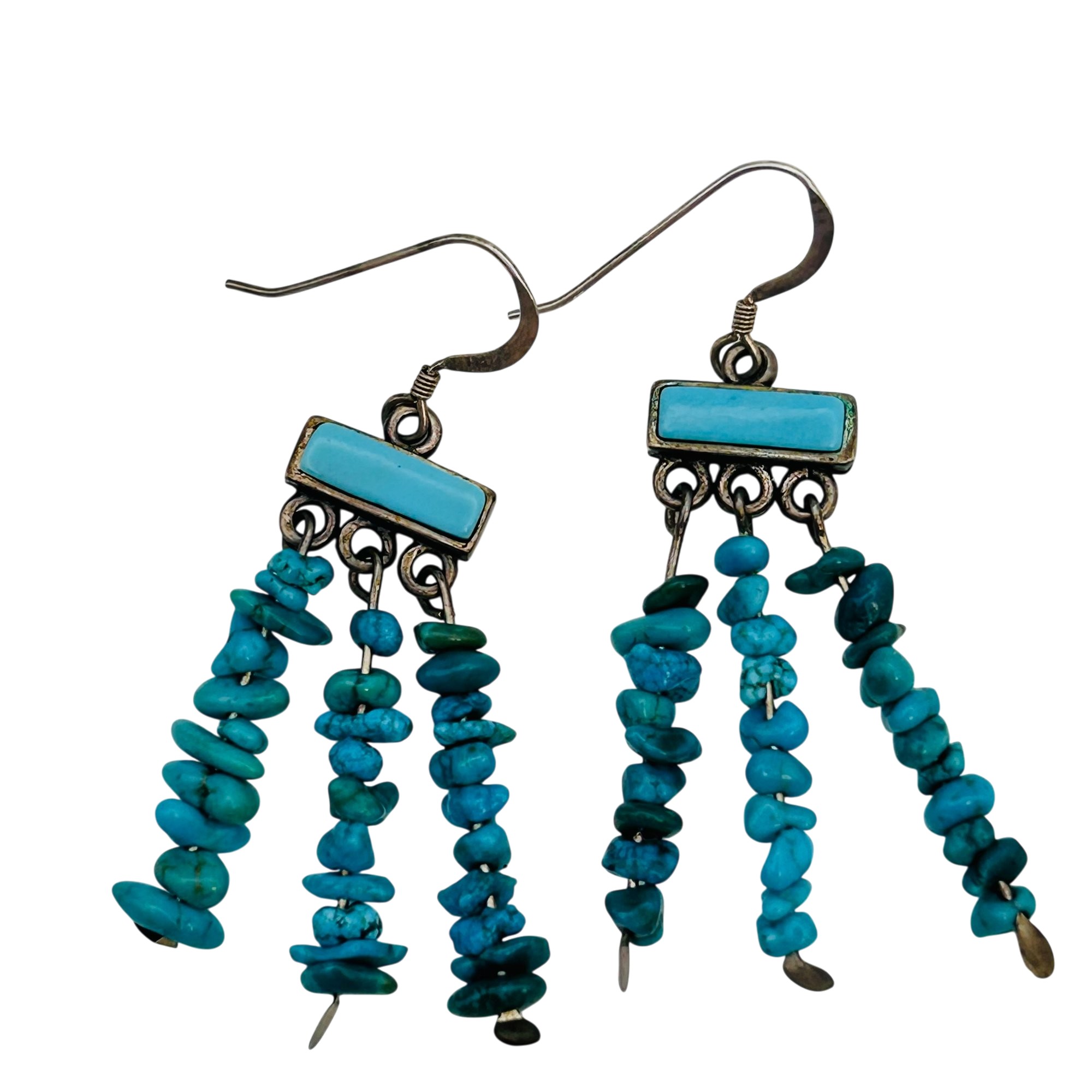 Signed Sterling Turquoise Dangle Earrings