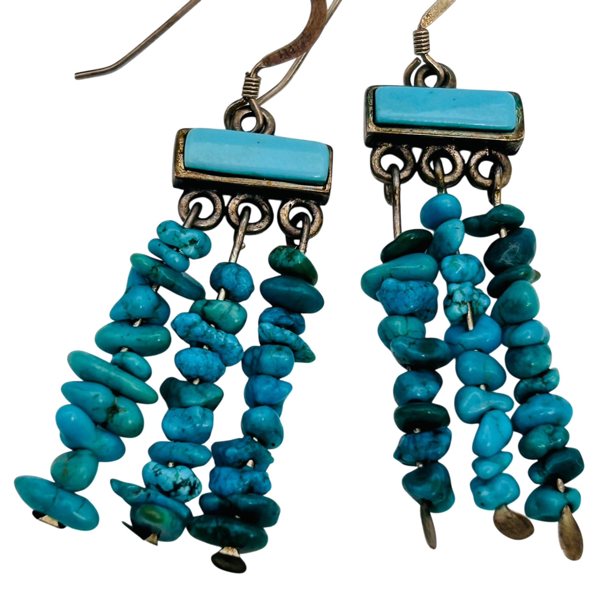 Signed Sterling Turquoise Dangle Earrings
