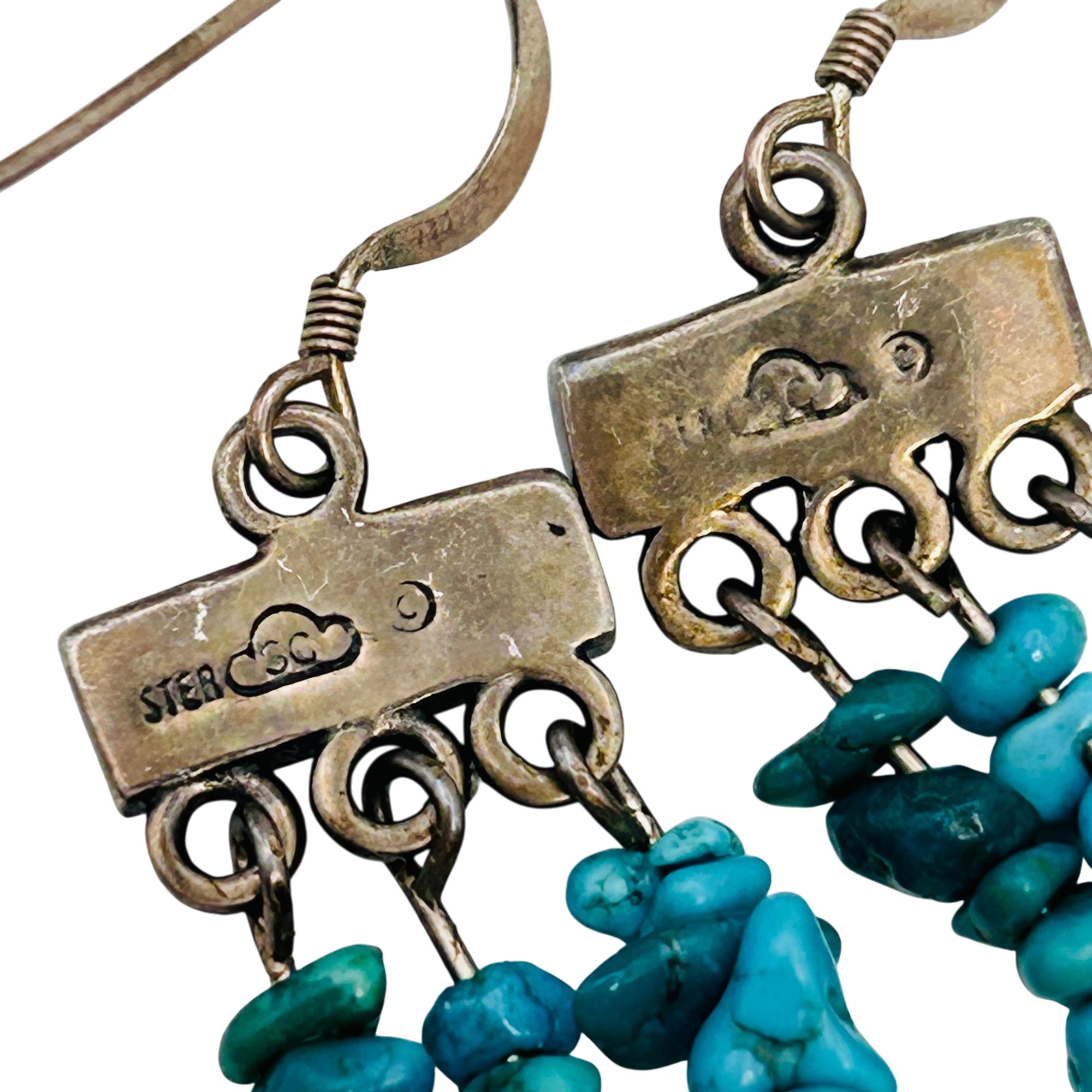 Signed Sterling Turquoise Dangle Earrings