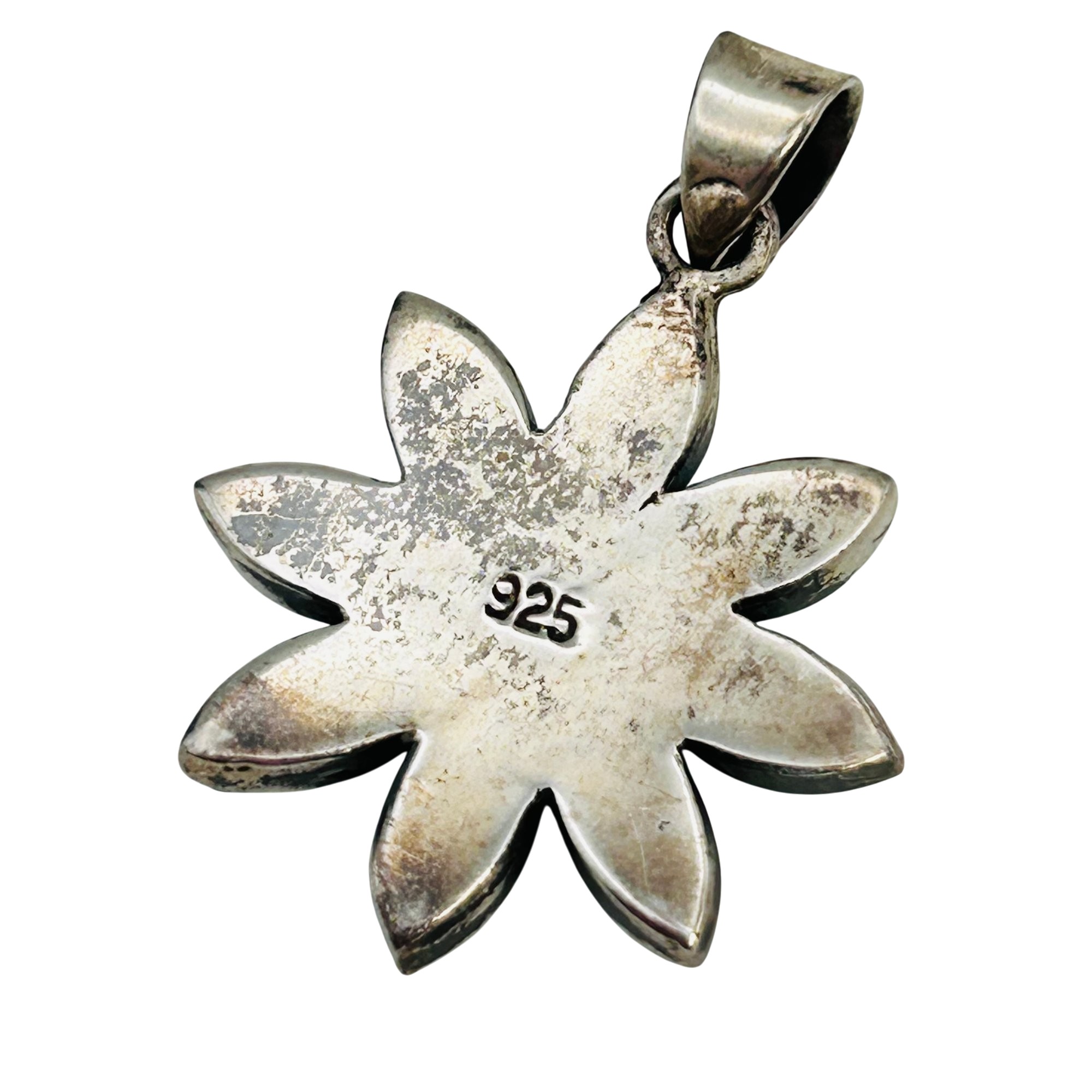Southwest Sterling Turquoise Coral Flower Pendant